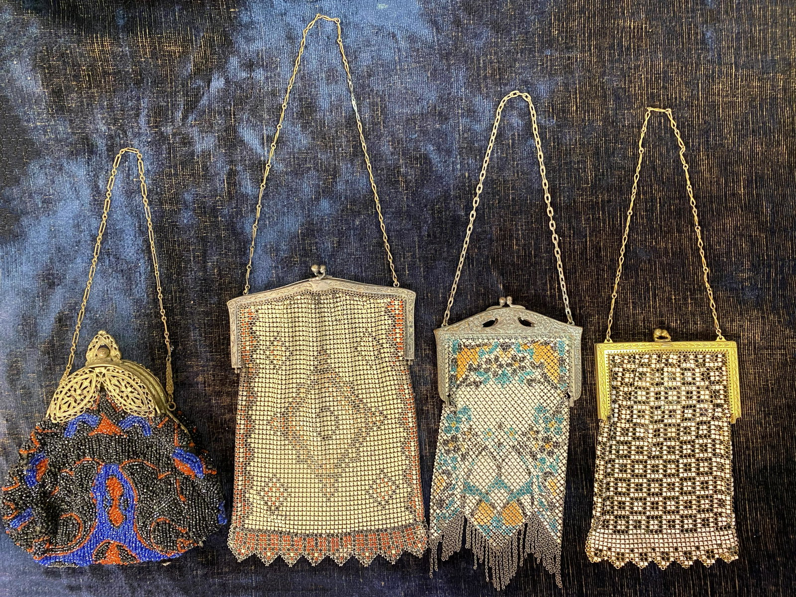 Collection In the Manner of Whiting & Davis Mesh: very Art Deco in nice condition on mesh, beaded is ok condition
