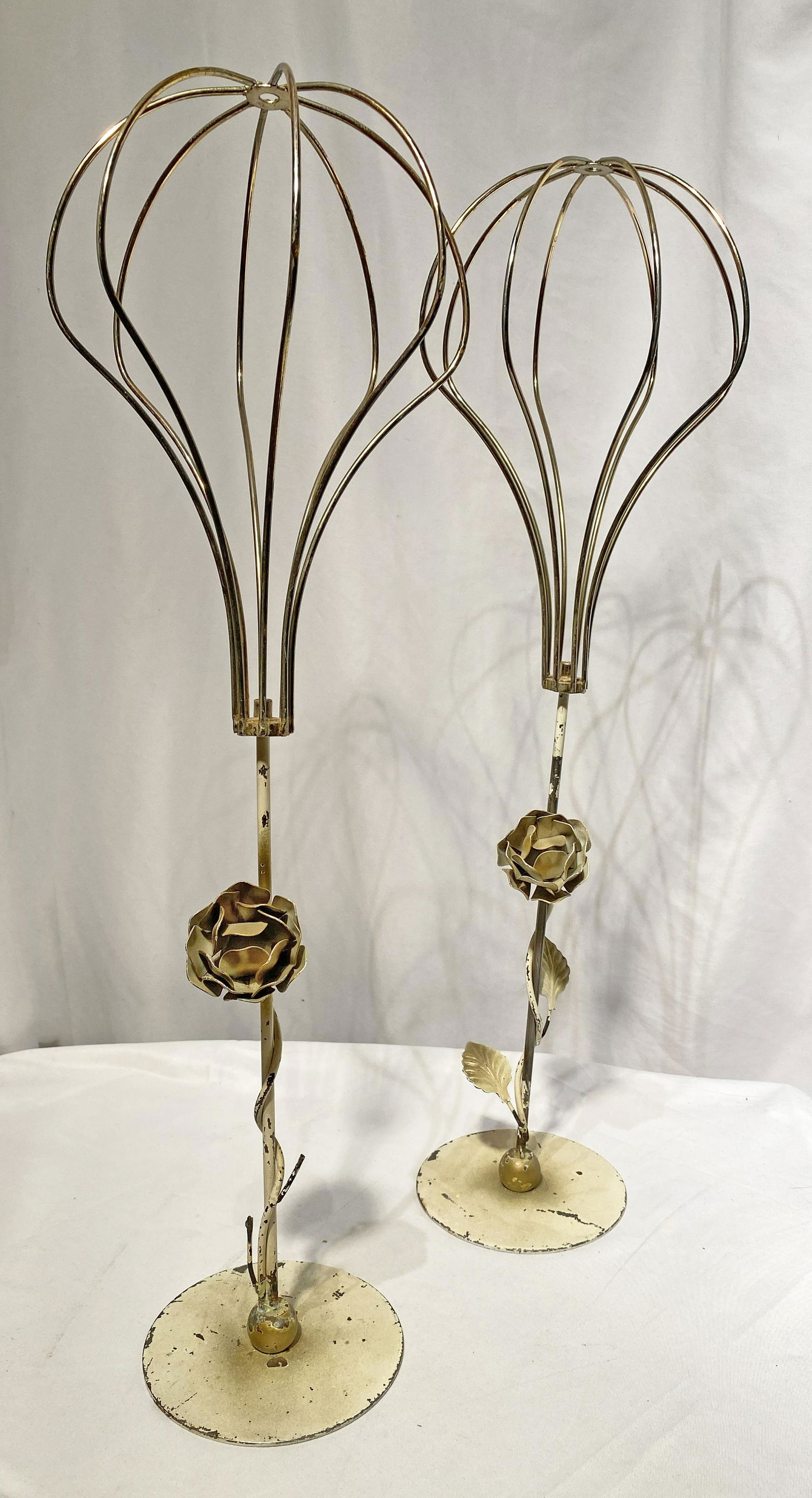 Pair Mid Century Department Store Tole Flower Hat (1 of 3)