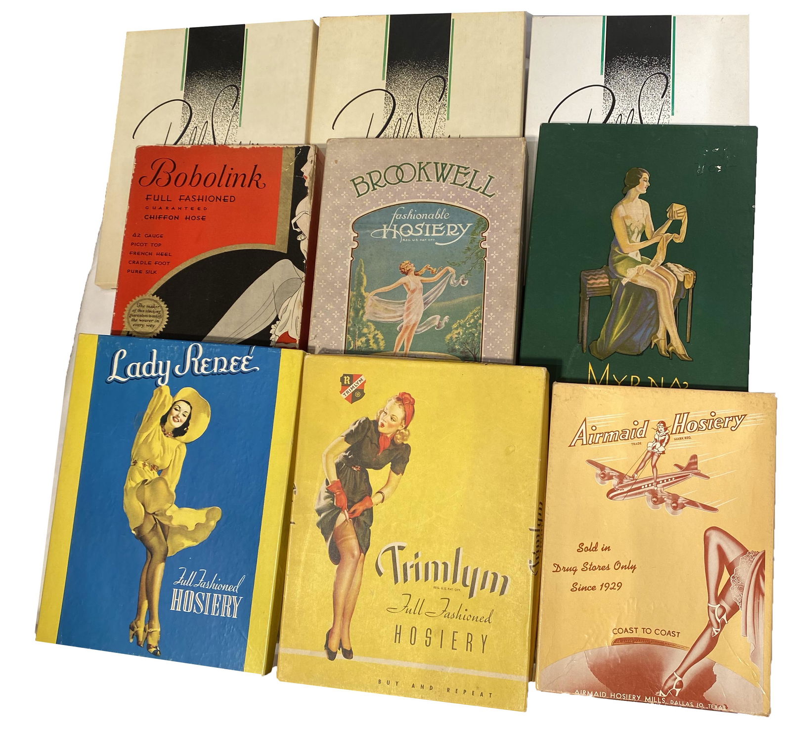 Lot 9 Art Deco Deadstock Stocking Pantyhose  Early (1 of 2)