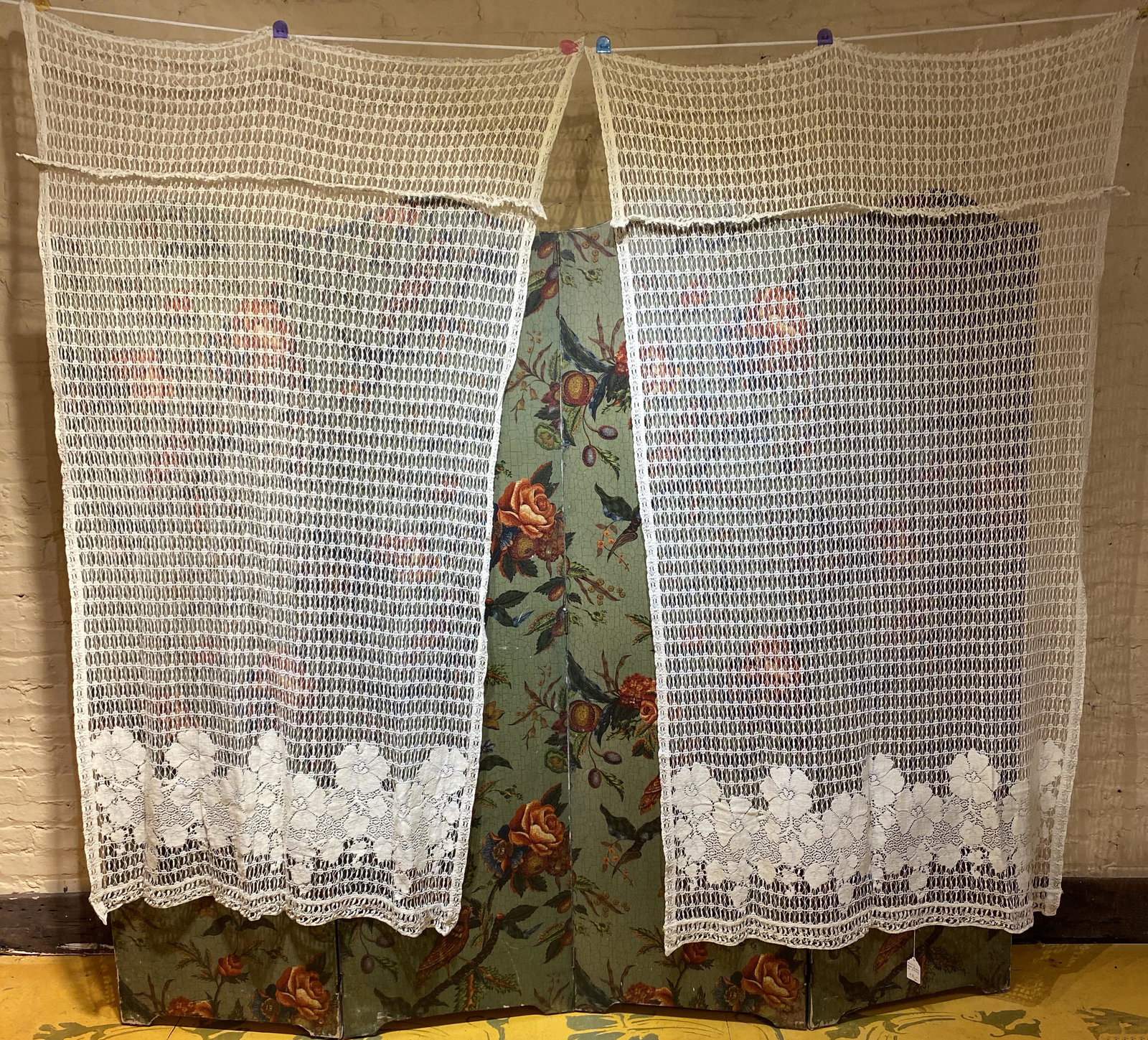 Pair Early 20th C. Lace Curtains: -