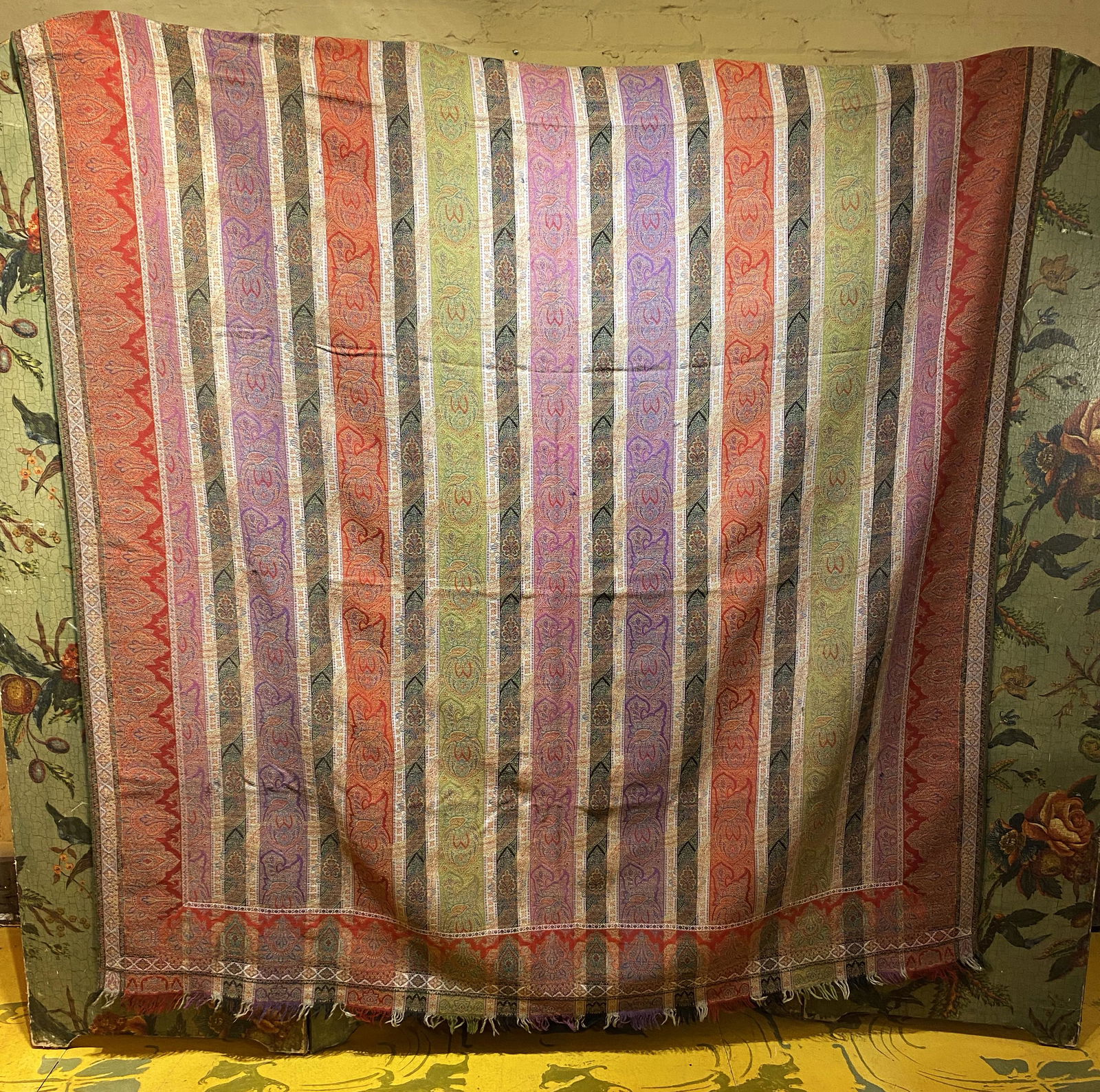 19th C. Scottish Paisley Furniture Shawl #1 very large (1 of 3)