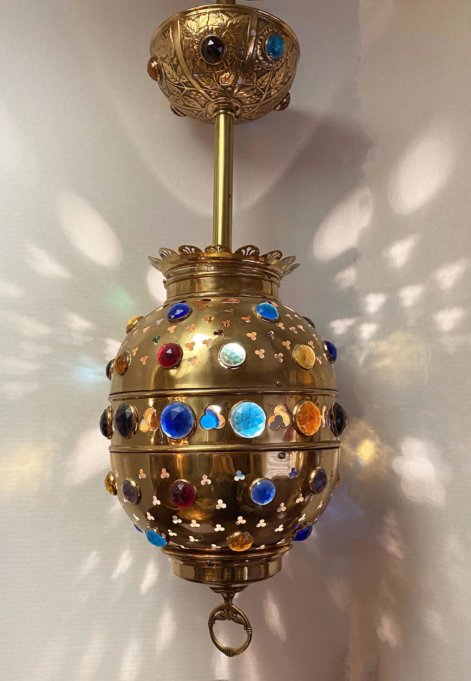Exceptional East Lake Victorian Brass Jeweled Light (1 of 3)