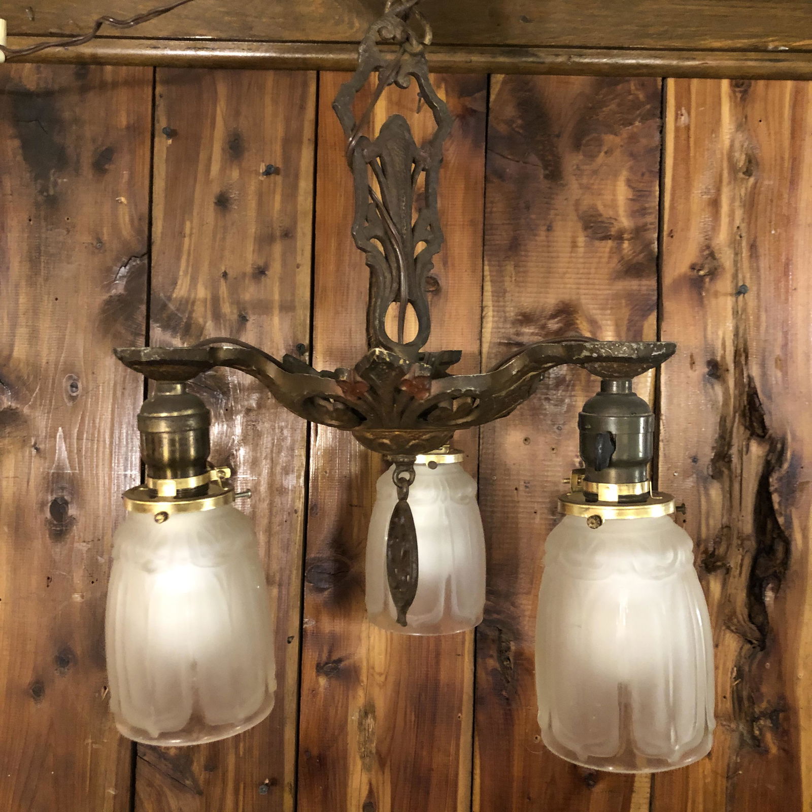 Art Nouveau 3 arm Ceiling Fixture (1 of 4)