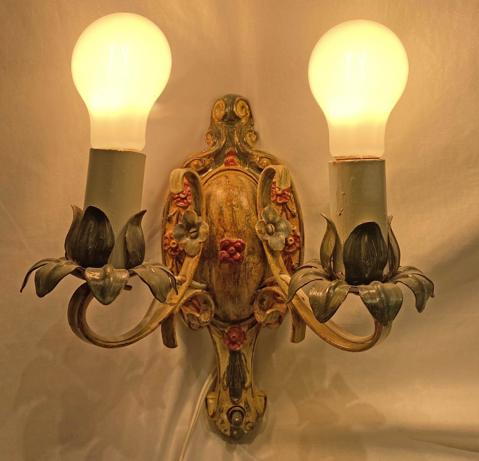 1920's Toile Wall Sconce: 2 arm