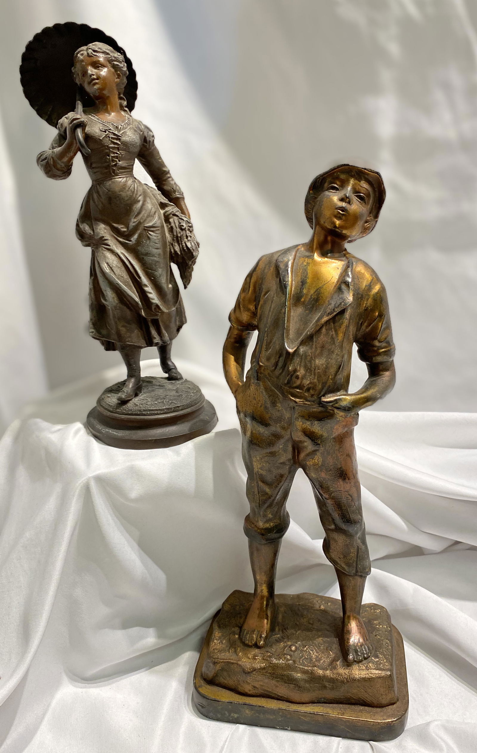 2pc Early 20th C Figural Statues (1 of 7)