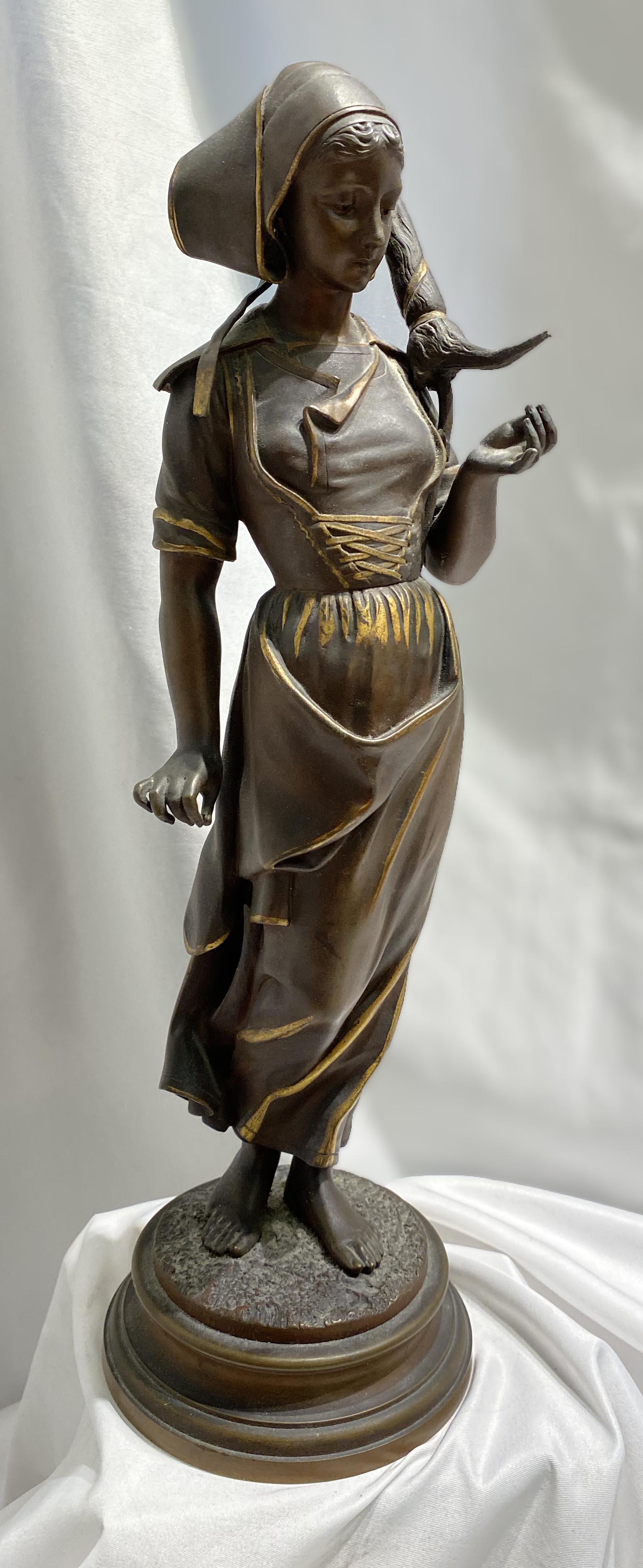 French Victorian Figural Lady Statue Susse Fresse (1 of 6)