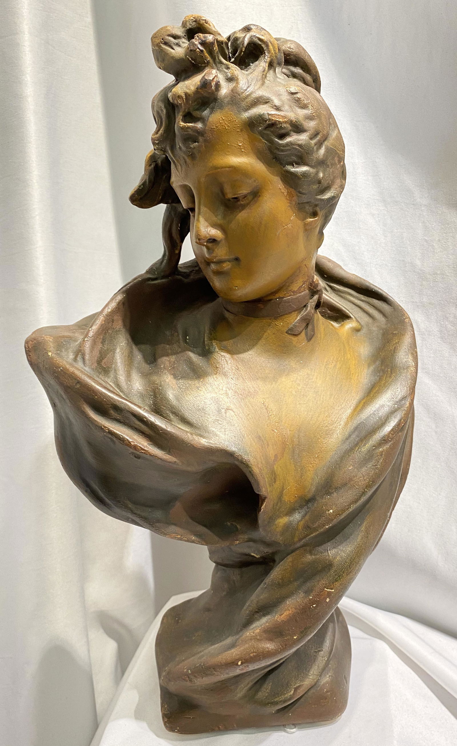 Art Nouveau Chalkware Bust of Woman (1 of 5)