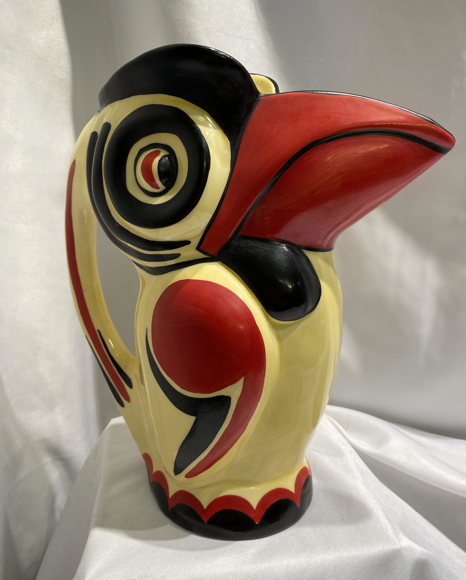 Large Art Deco Czech Bird Pitcher Jazz Age: 9 inches