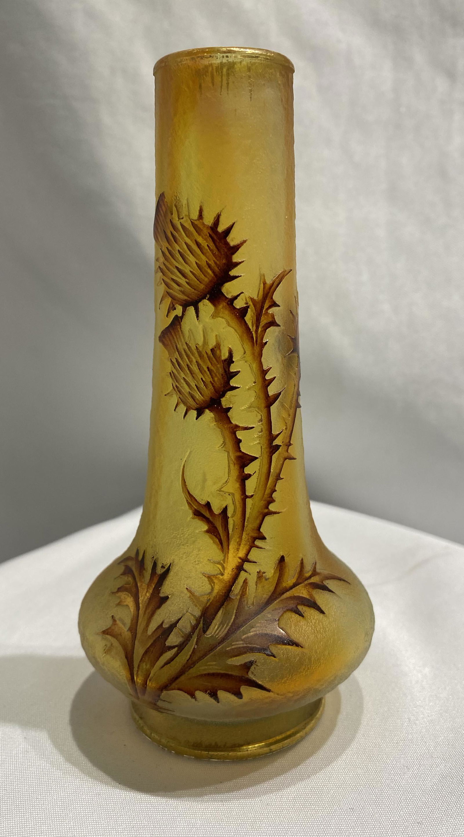 Daum Nancy Art Glass Vase: signed on bottom, fine condition, 5 in