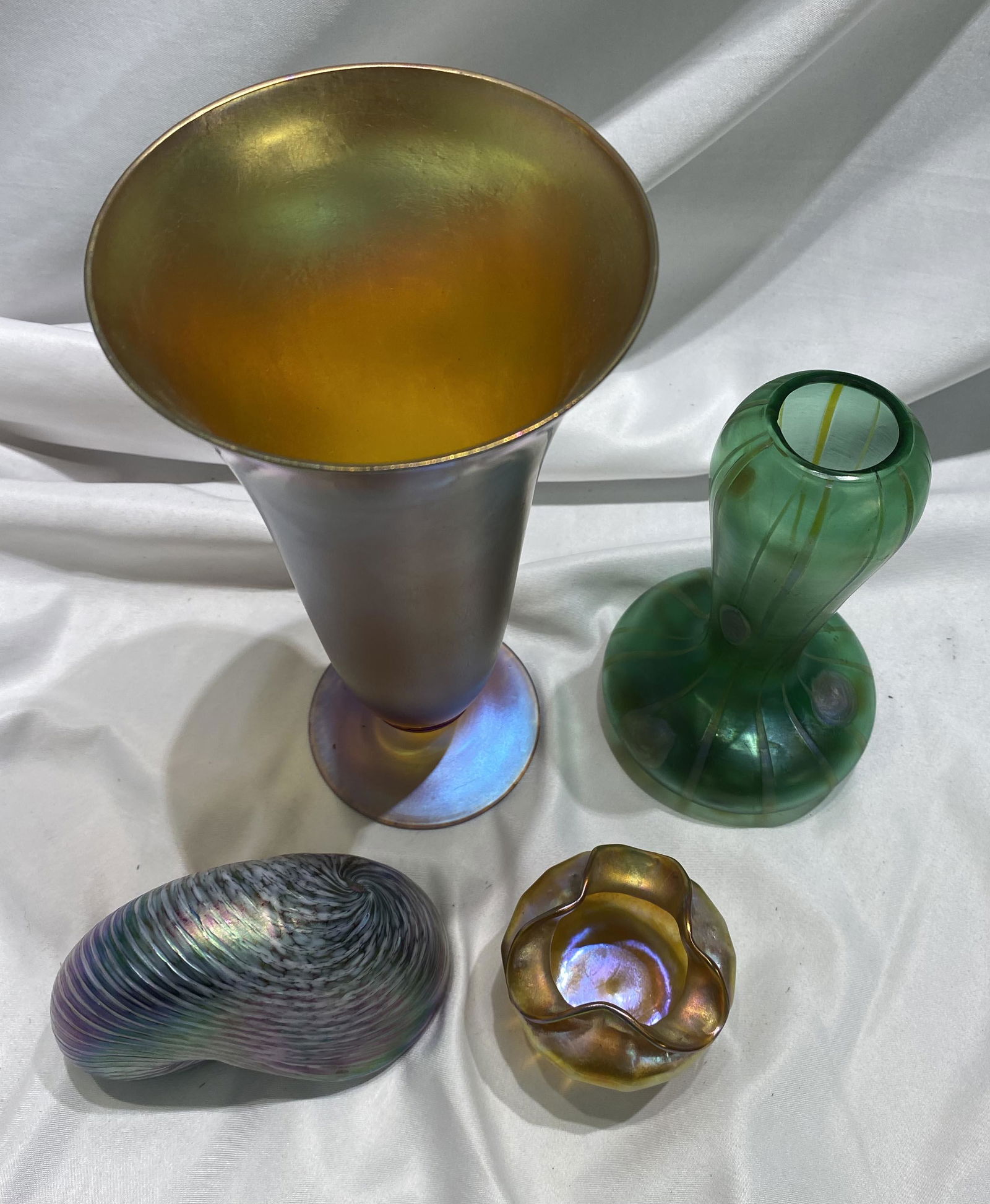 4 pc Art Glass imo Stueuben Tiffany Loetz (1 of 2)