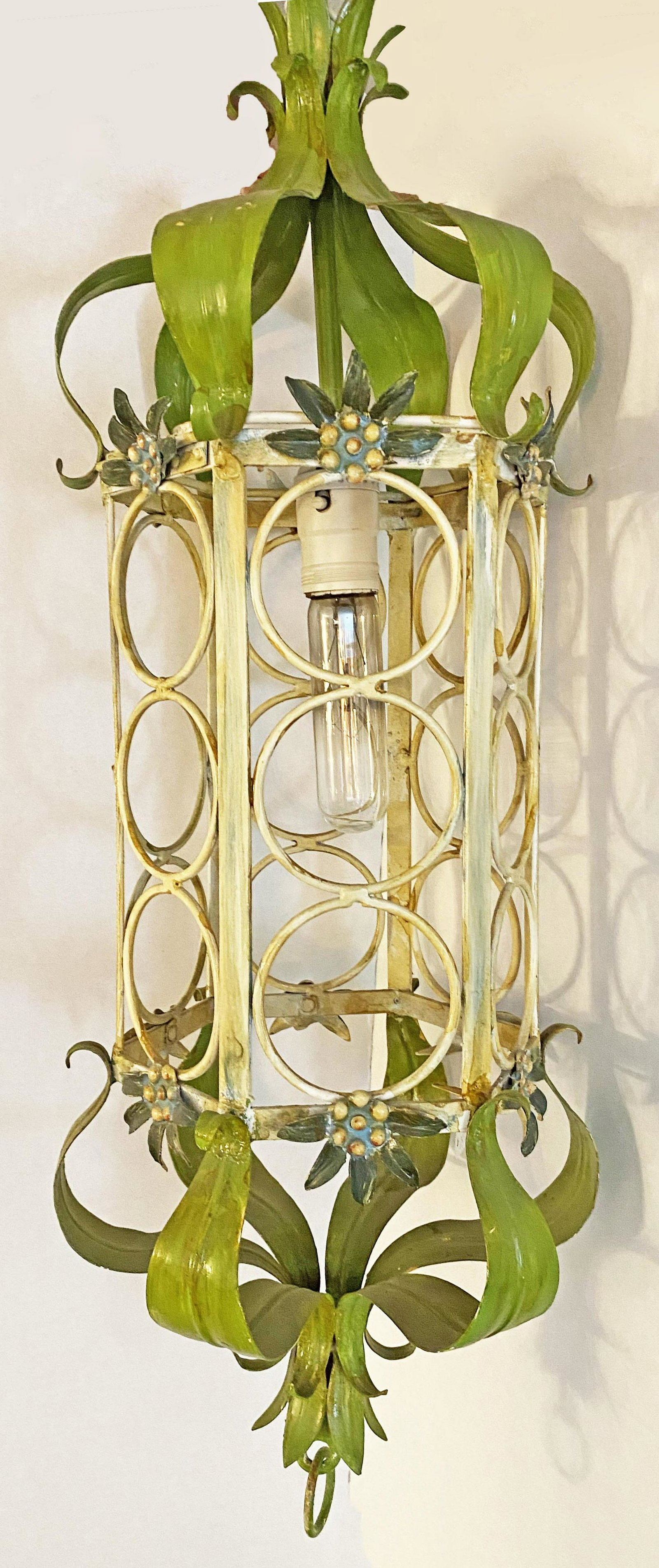 Beautiful Vintage Tole Chandelier: 19 inches long by 14 in wide - must be rewired