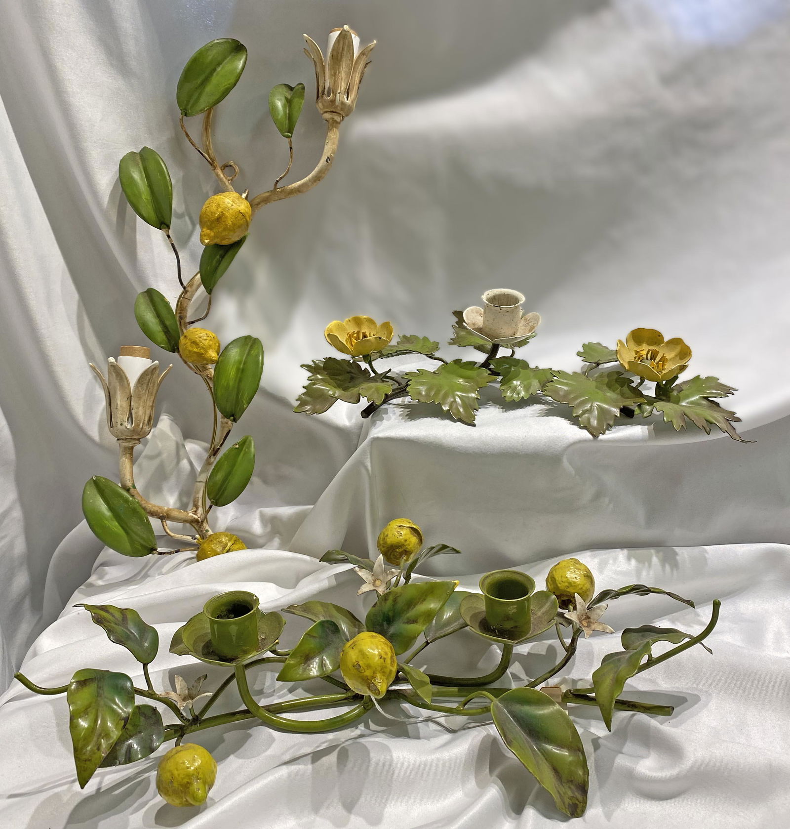 3pc Italian Tole Collection Yellow lemons (1 of 4)