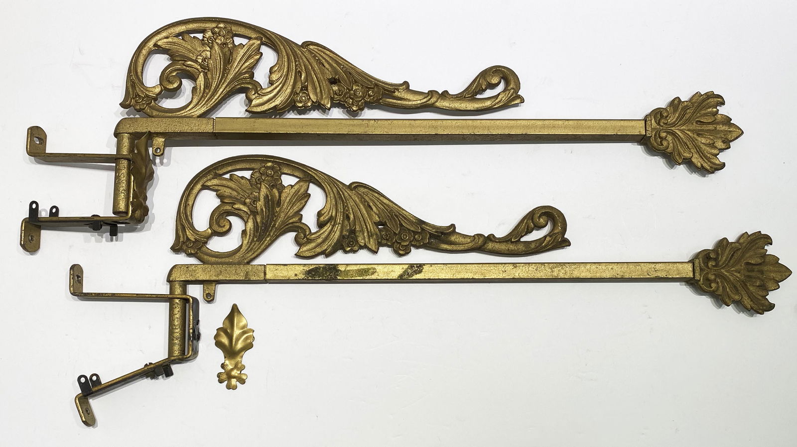 Pair Victorian Ornate Curtain Tie Back Swing Rods (1 of 3)