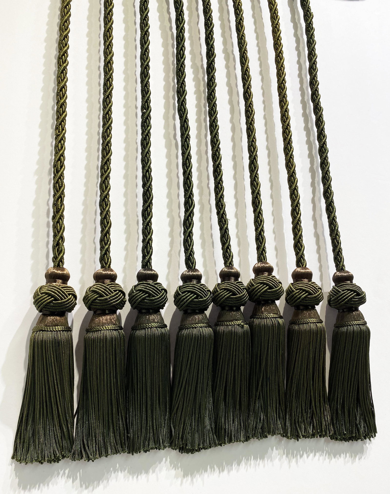 Set 4 Dark Green Curtain Tie Back Tassels Victorian: 84 in long