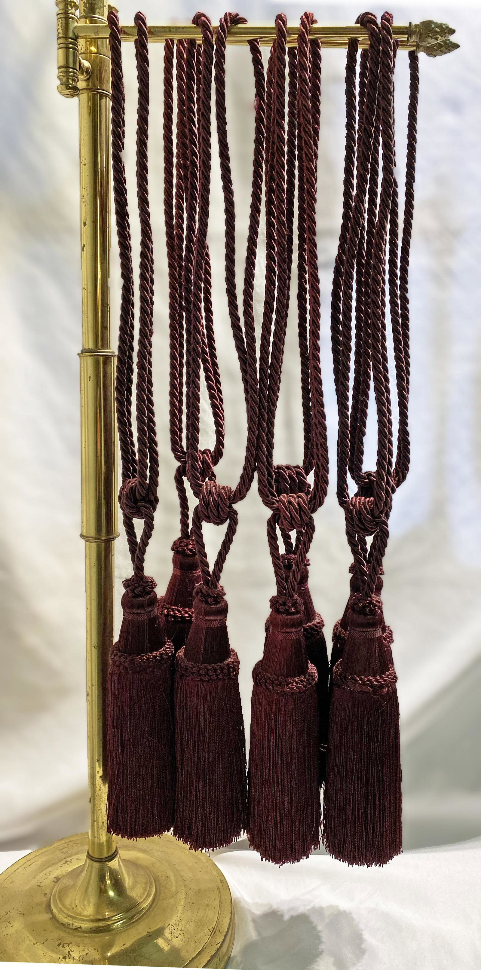 7 Burgundy Curtain Tie Back Tassels: 26 in long