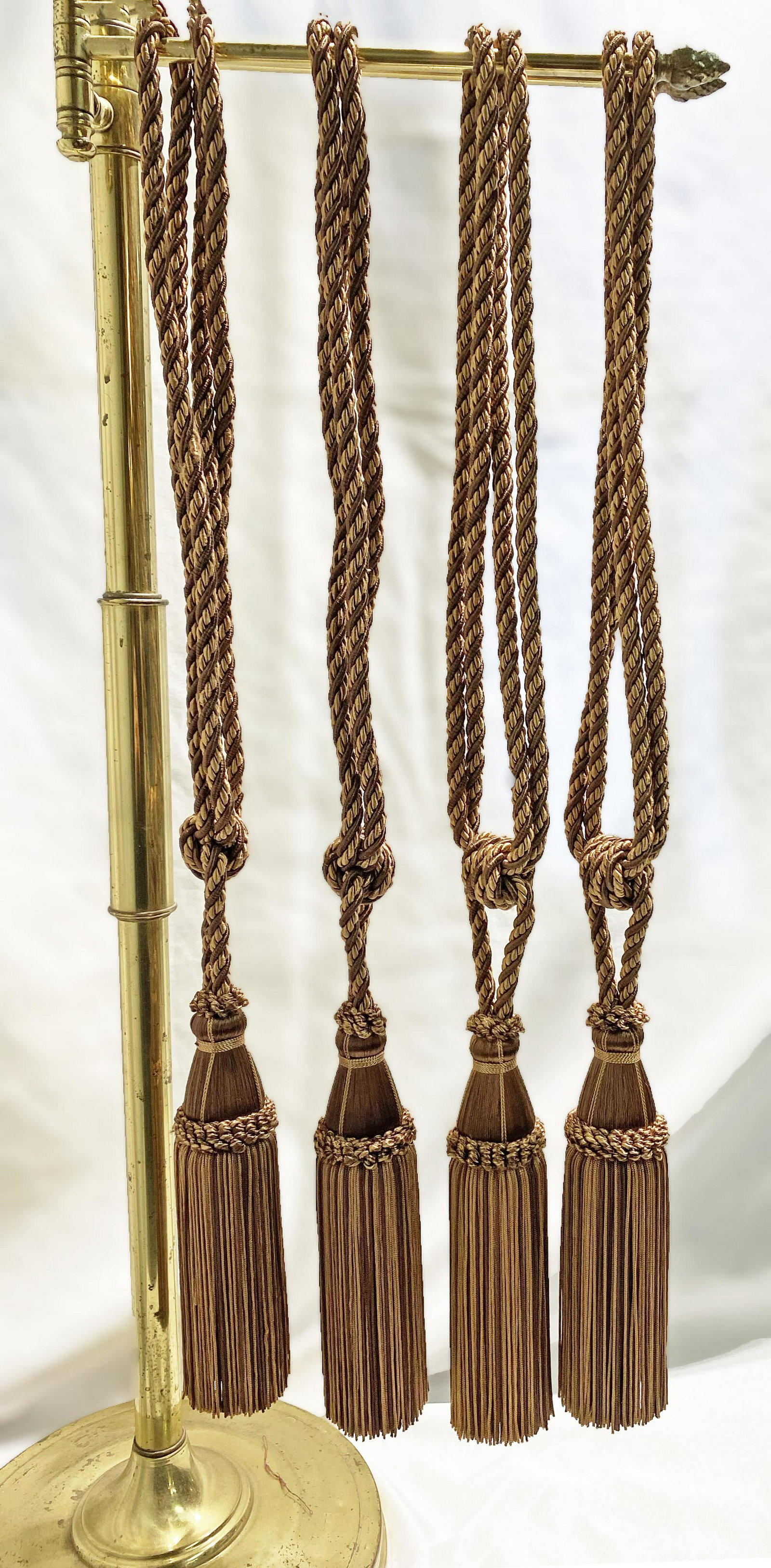 4 Mauve w Burgundy Curtain Tie Back Tassels: 26 in long