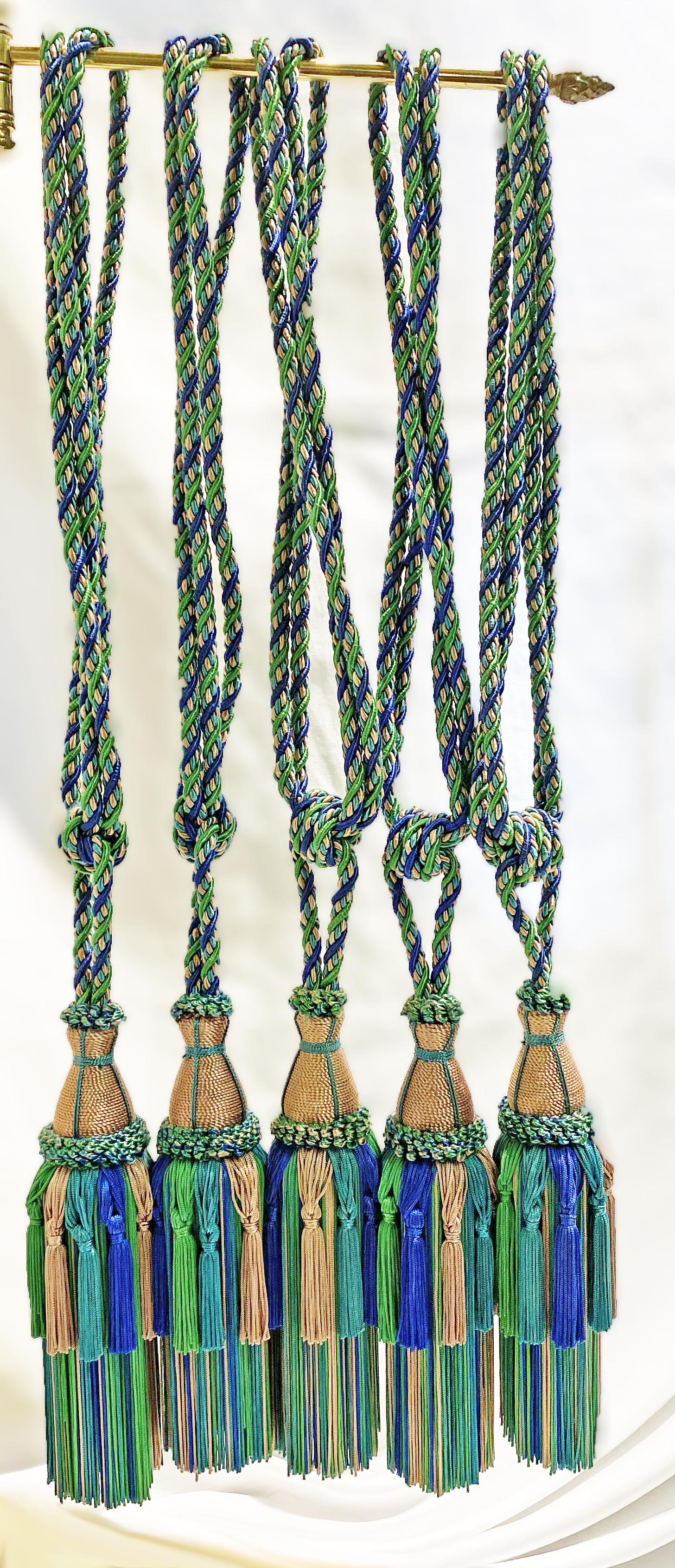 5 Multi Color Curtain or Furniture Tie Back Tassels: 28 in long