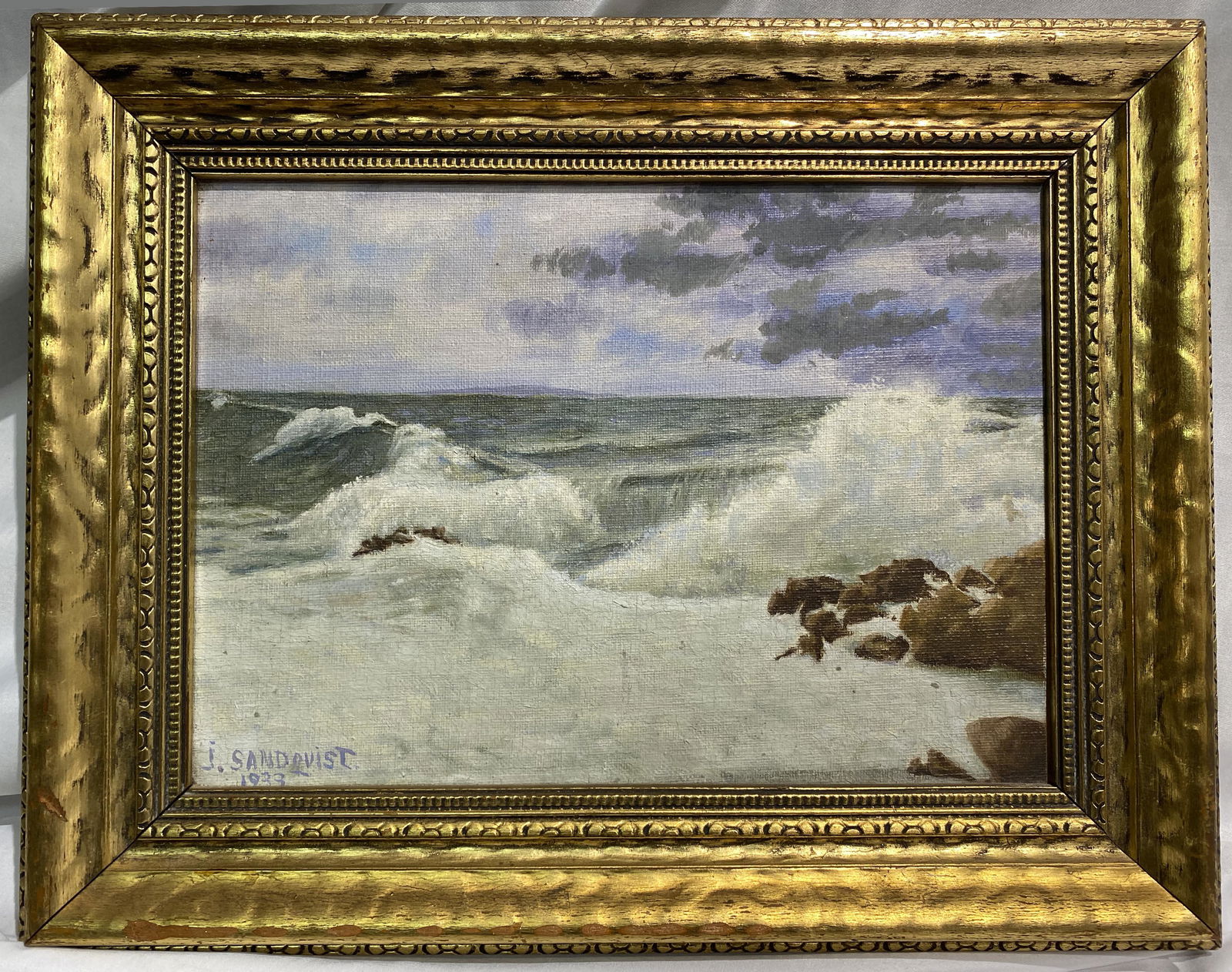 Signed Dated Sea Landscape Oil Painting Sandquist (1 of 3)