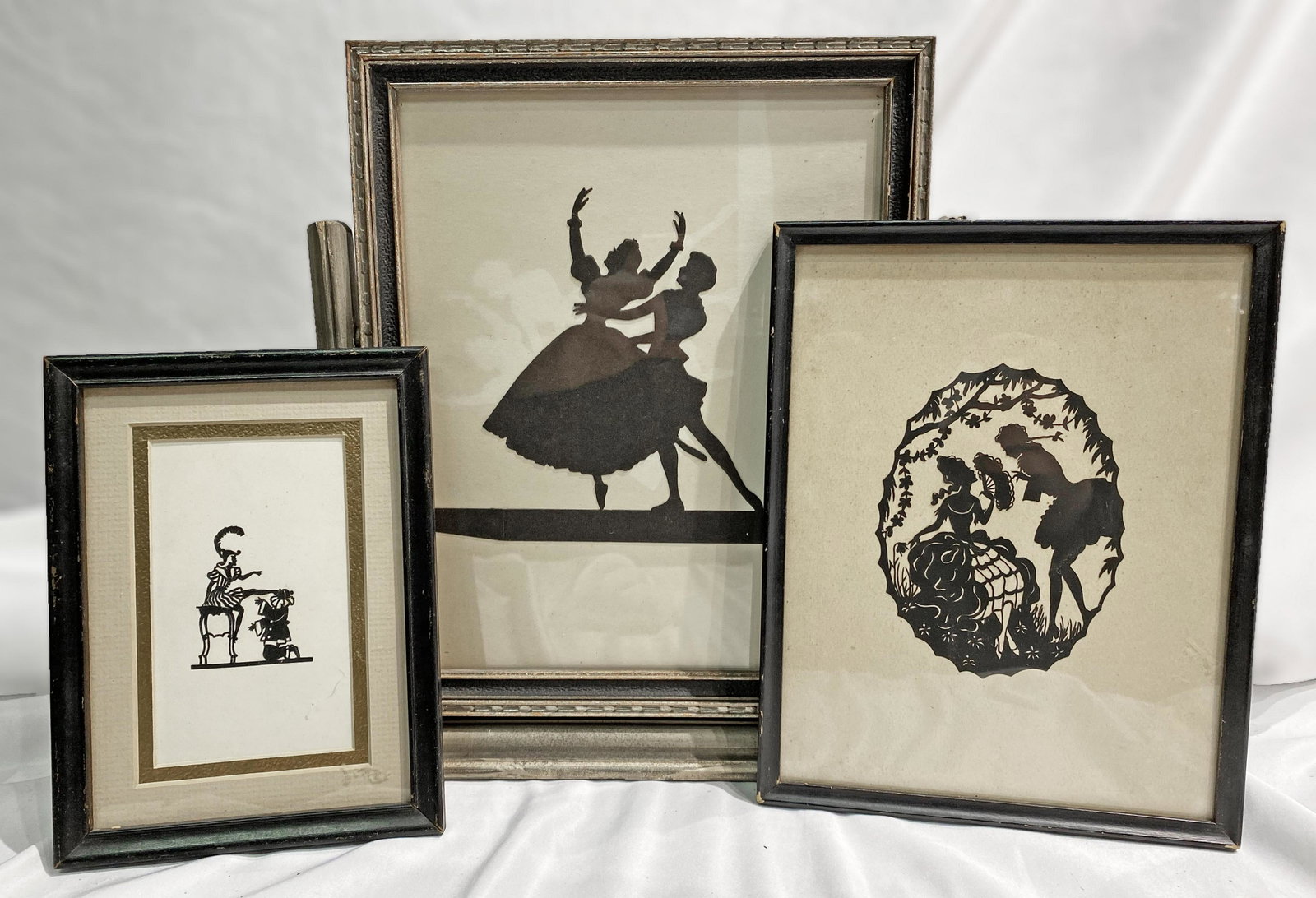 Collection 3 Vintage Silhouettes: 1 in a swing frame being largest 12.5 in by 10.5 in