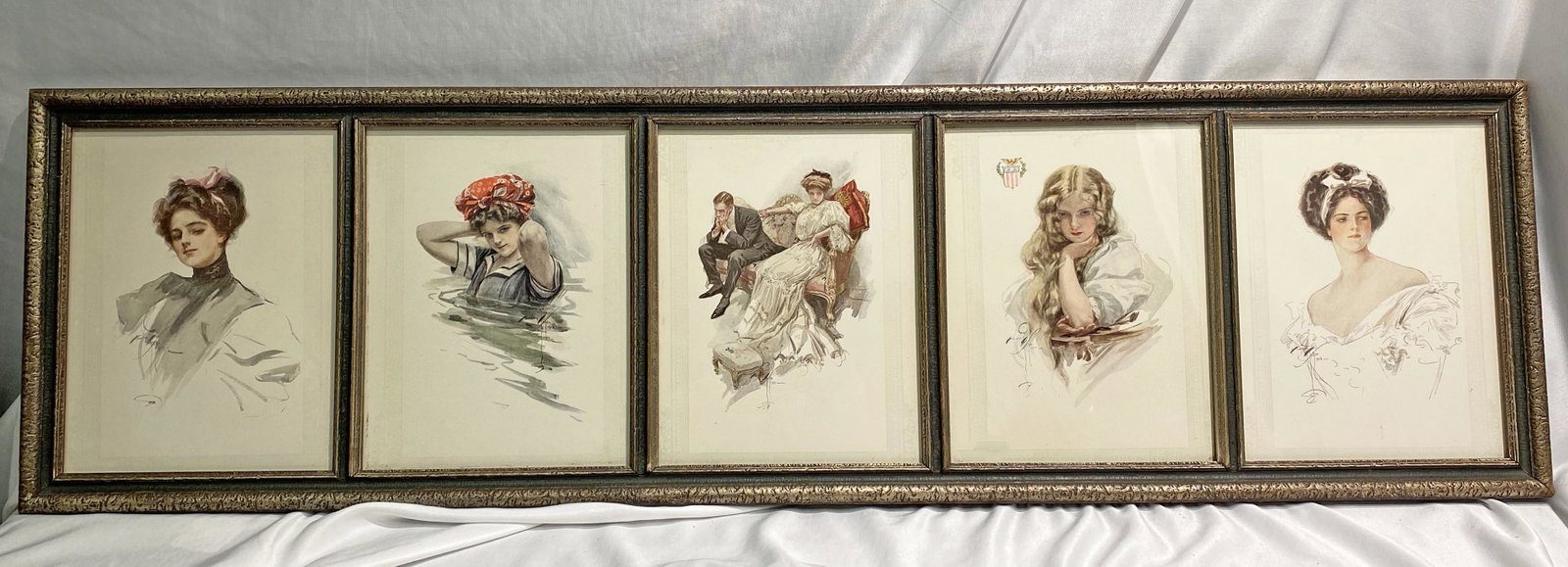 Orignal Harrision Fisher 5 panel Gibson Girl Print: 40 in yardlong very nice condition