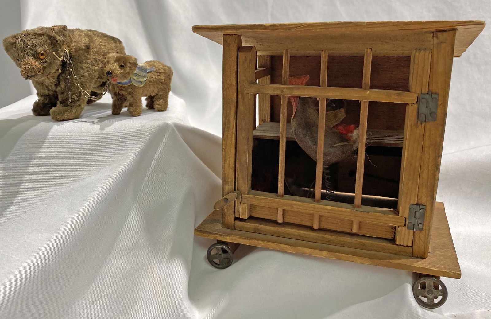 Antique Miniature German Stuffed Bears & Bird in Cage (1 of 6)