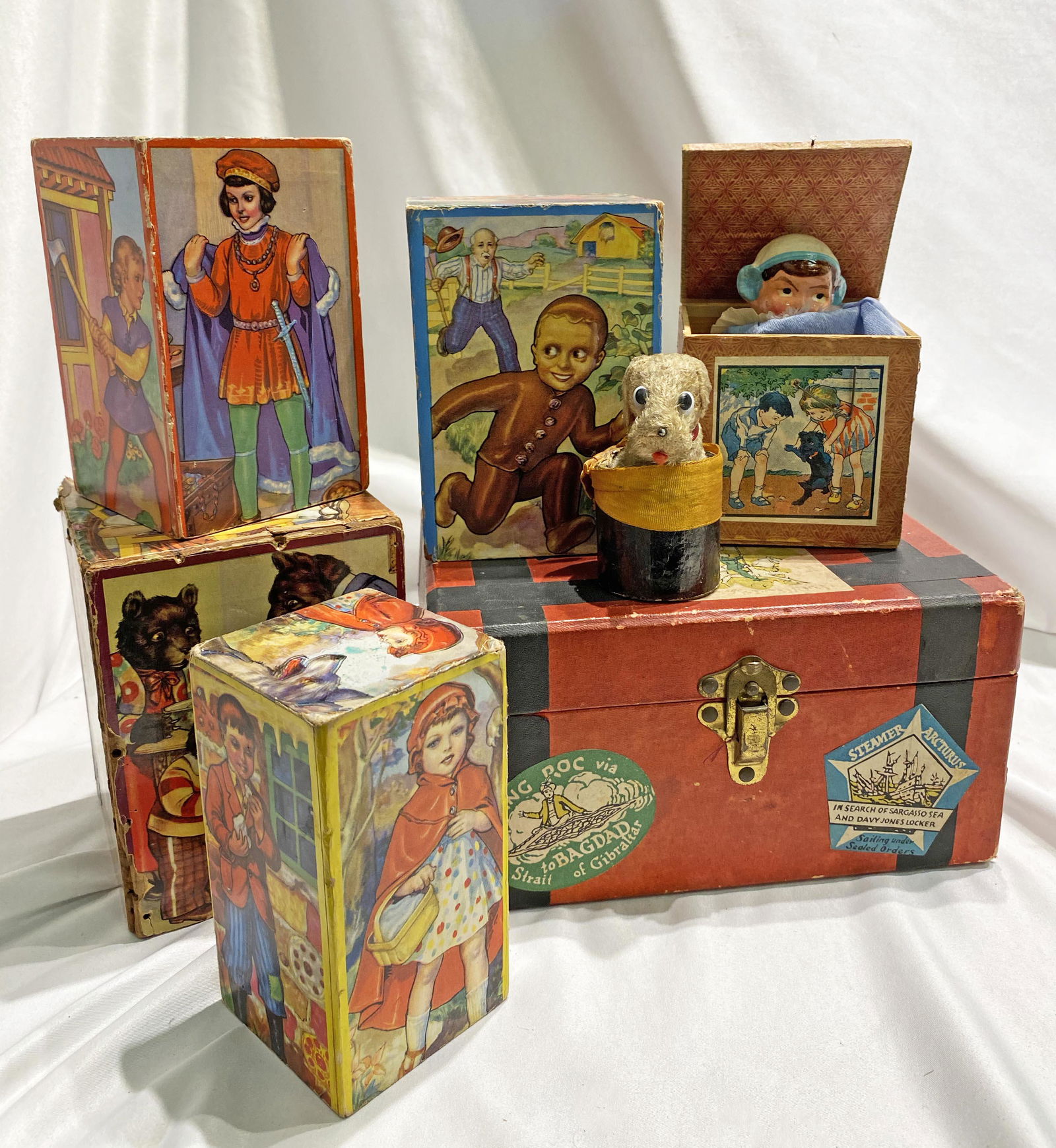 Collection Antique Toys Puzzles Blocks Jack in Box (1 of 5)