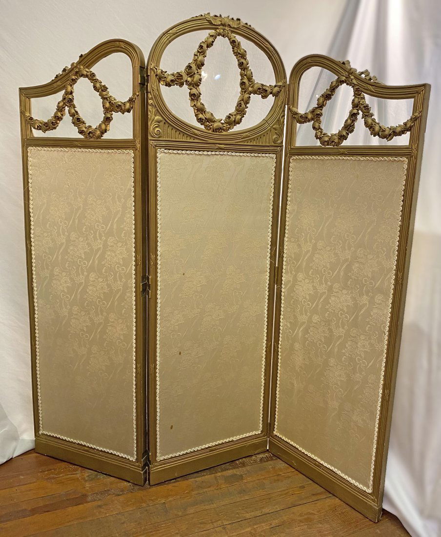 French Gilt Rose Dressing Screen Early 1900 (1 of 5)