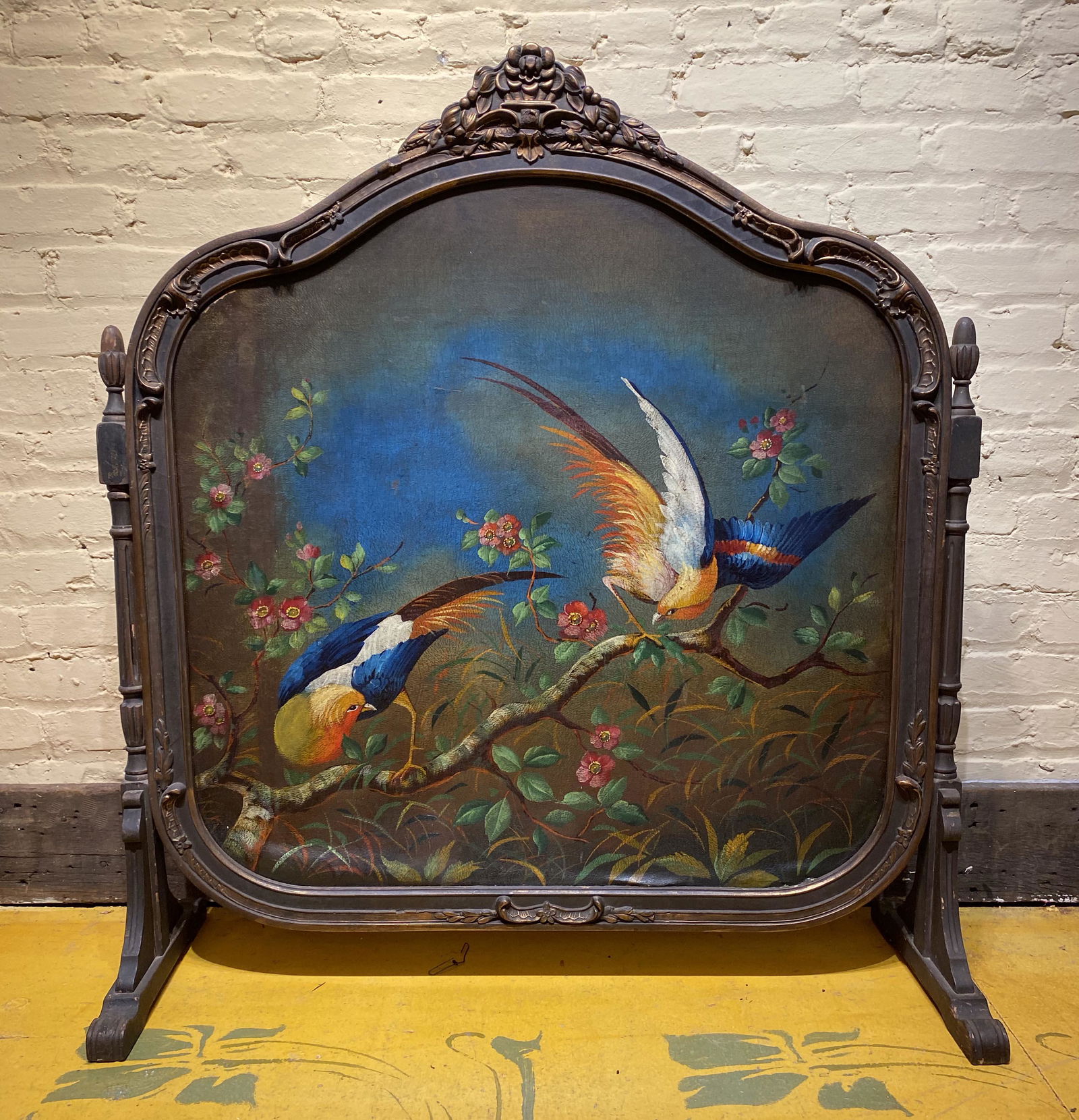Fantatic Art Deco French Fire Screen Hand painted Birds (1 of 6)