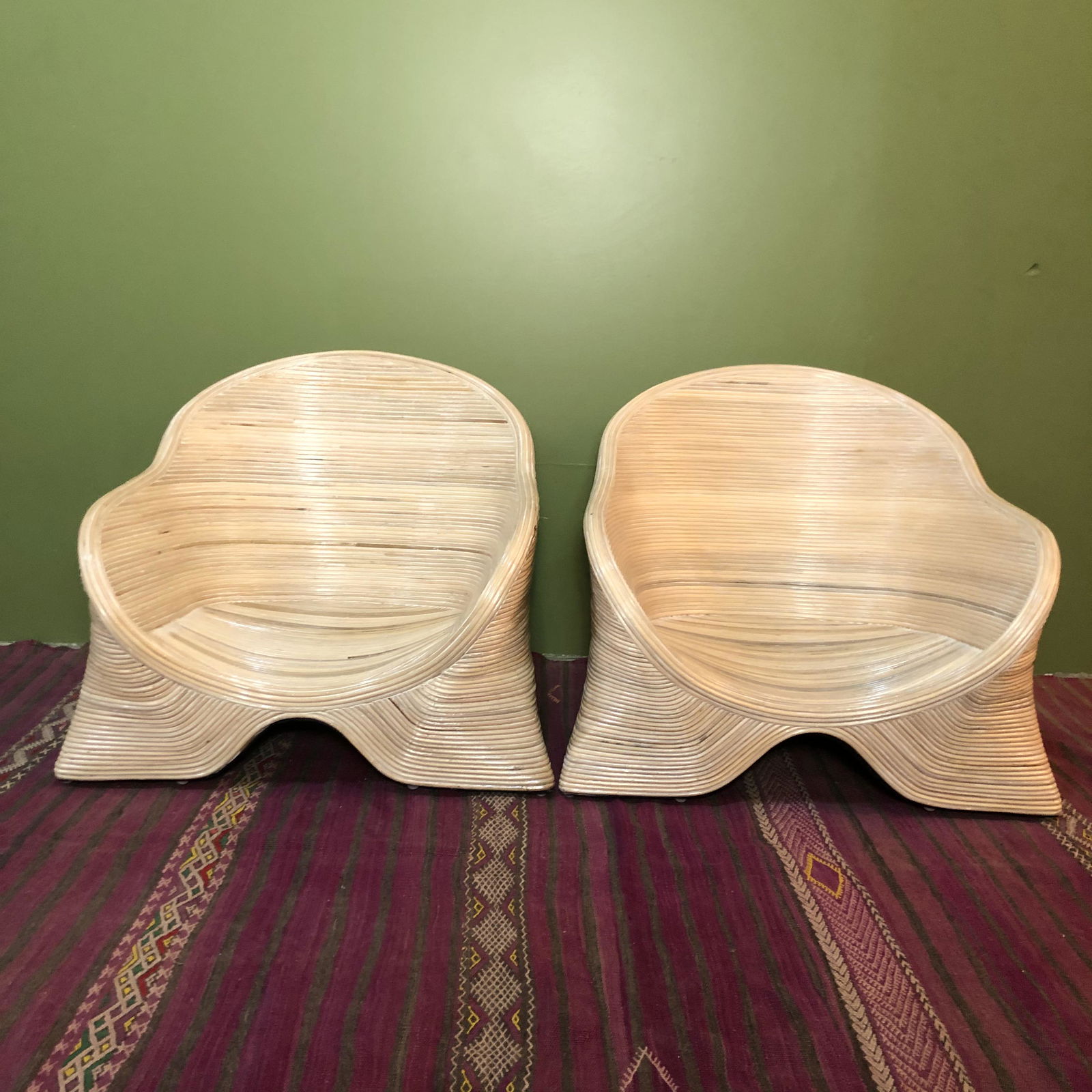 IMO Betty Cobunpue Pair Pencil Reed low chairs (1 of 8)