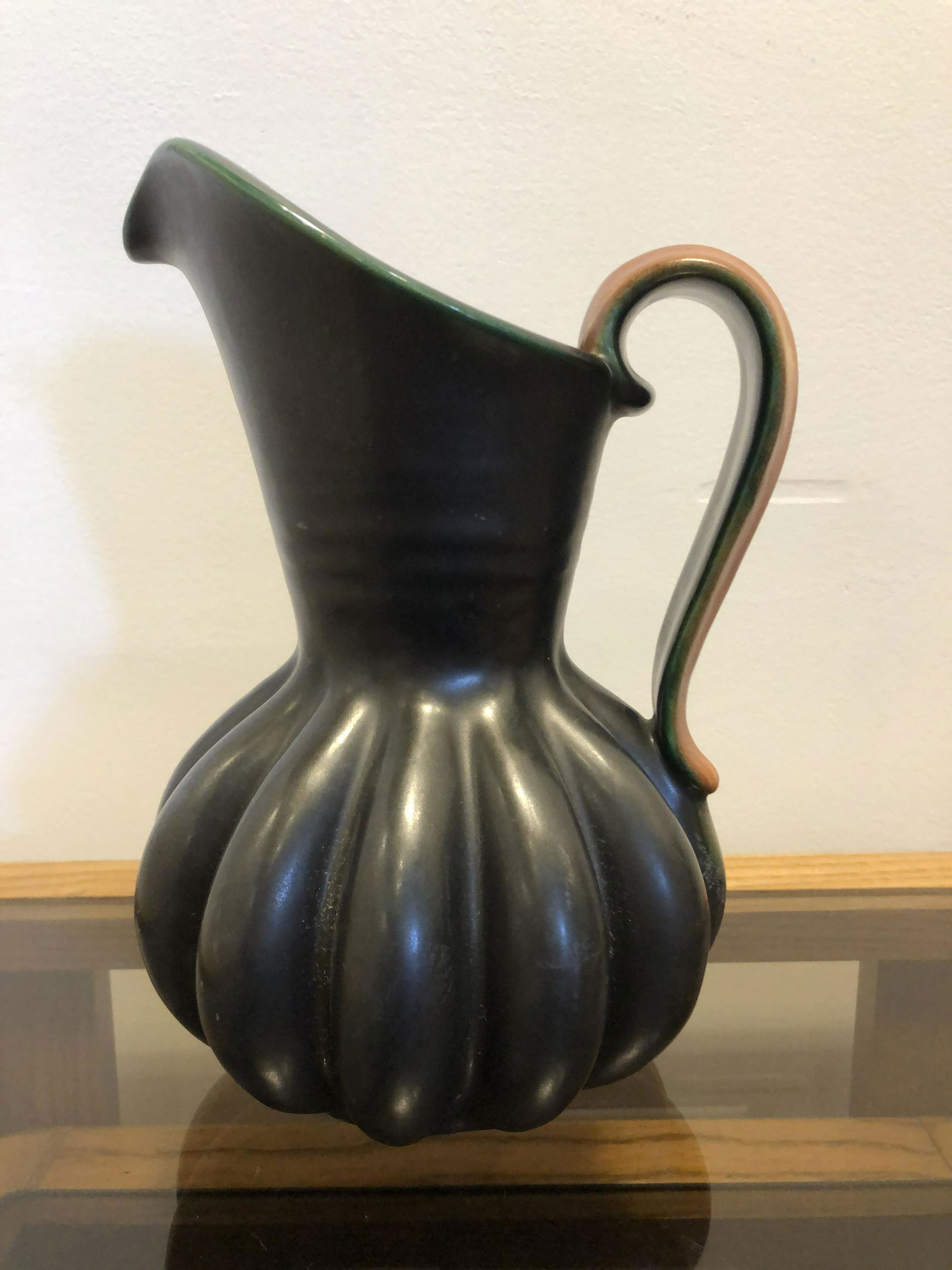Michael Anderson Danish Pottery Pitcher: 10 in tall, 7 in wide