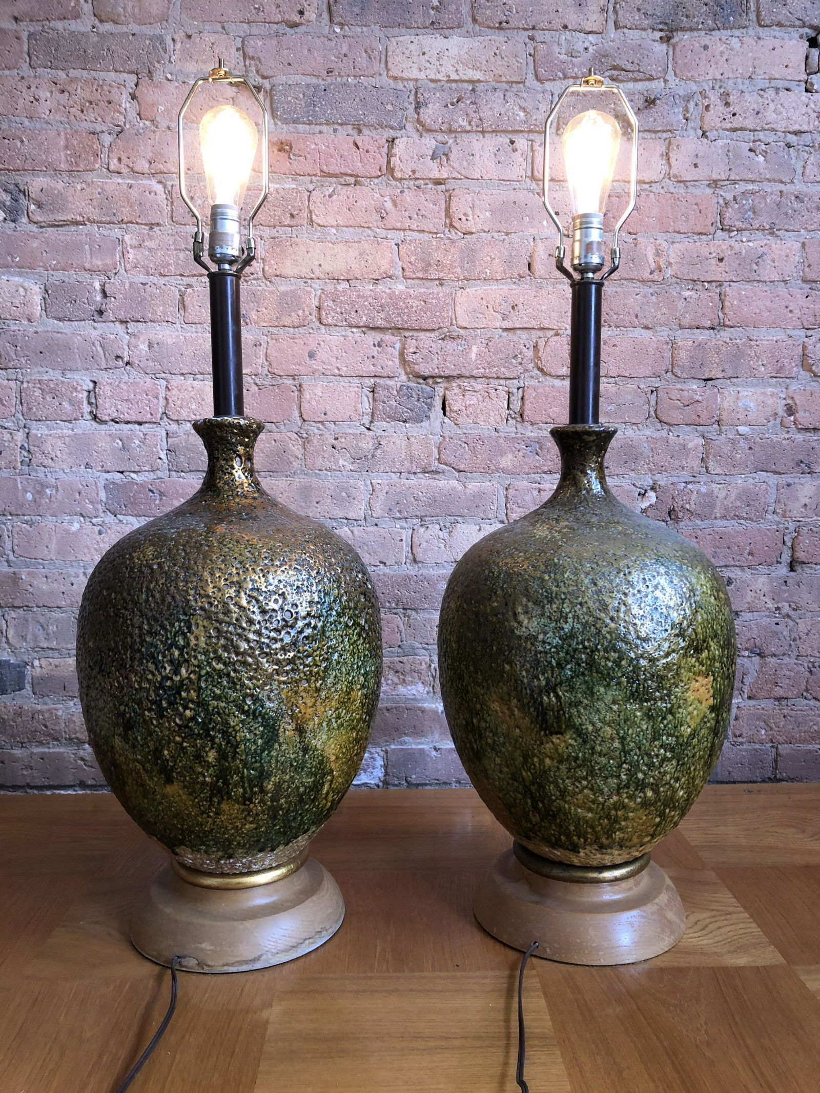 Pair Mid Century Oversized Pottery Lamps, Italy? (1 of 4)