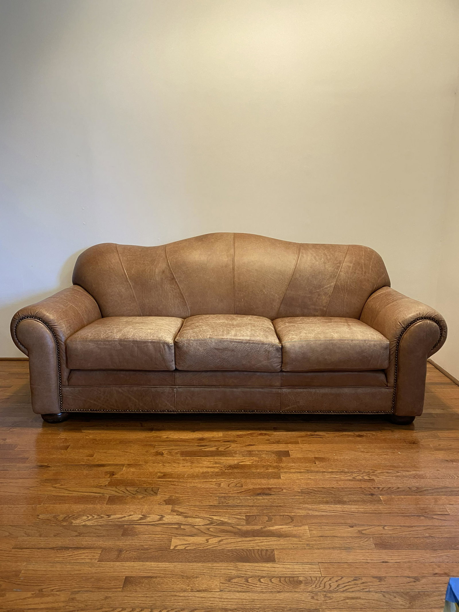 Distressed Brown Leather Sofa IMO Ralph Lauren (1 of 9)