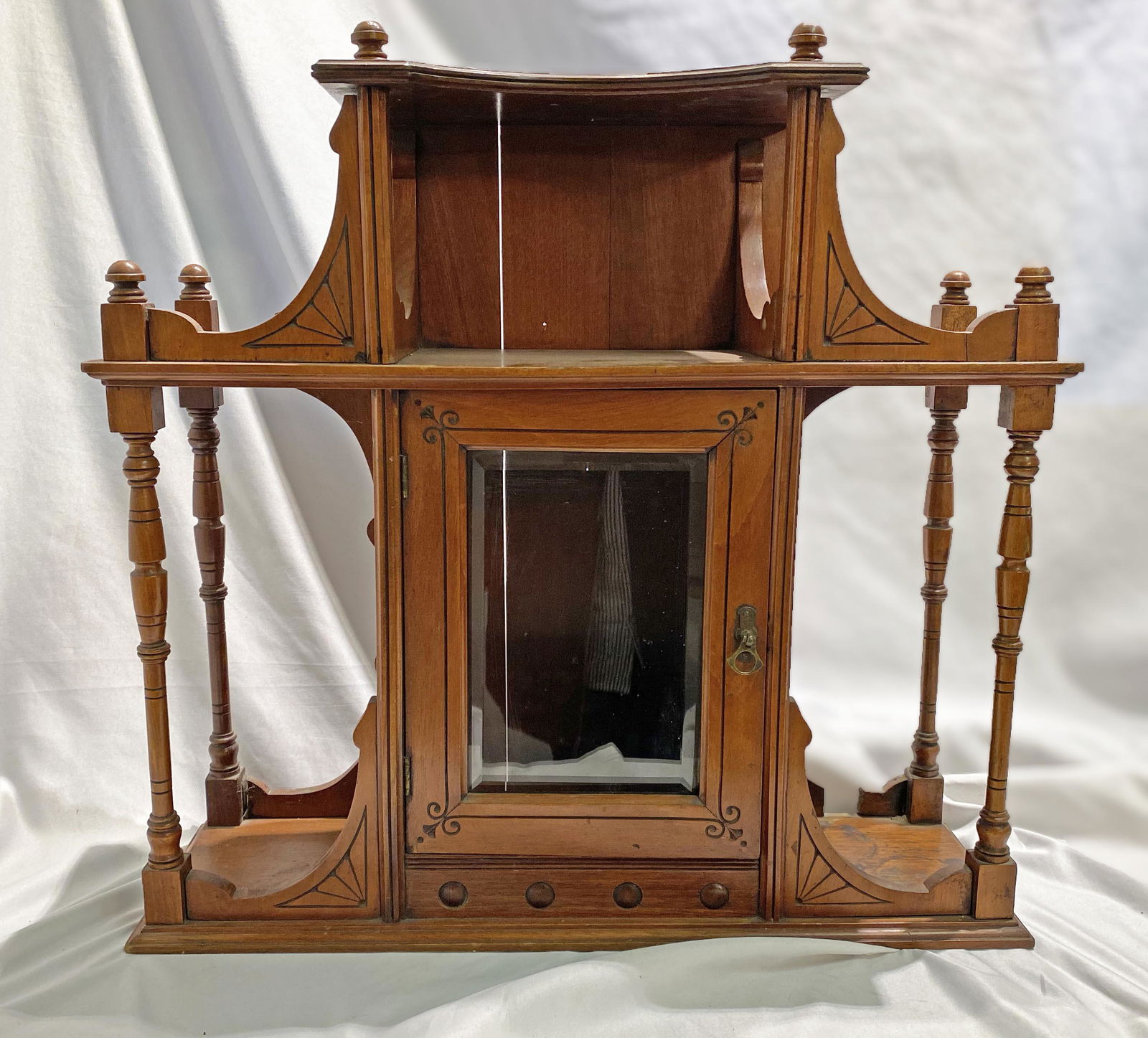 Victorian Walnut Dental Medicinen Chest Wall Mount (1 of 5)
