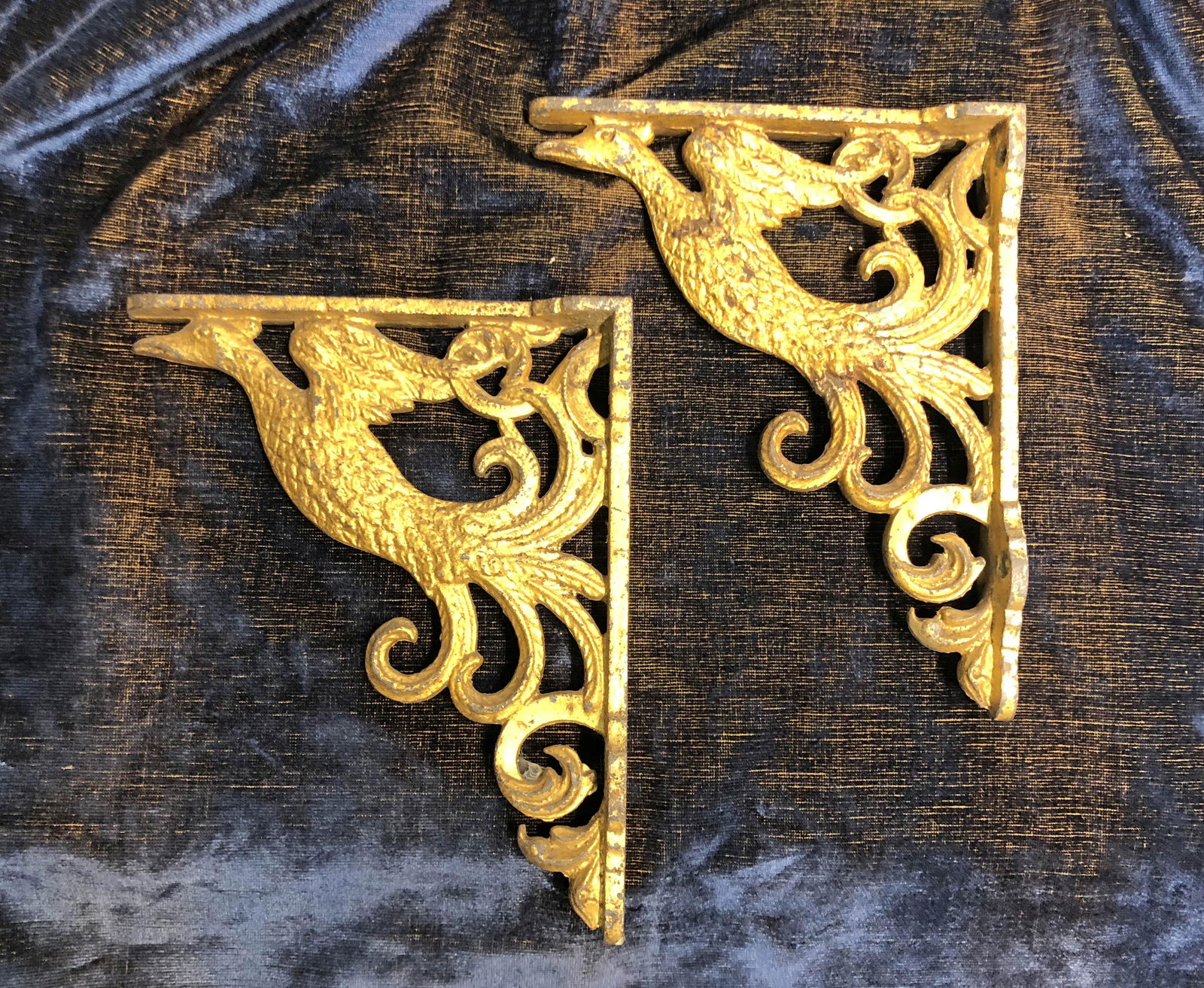 19th C Cast Iron Wall Brackets figural Phoenix (1 of 4)