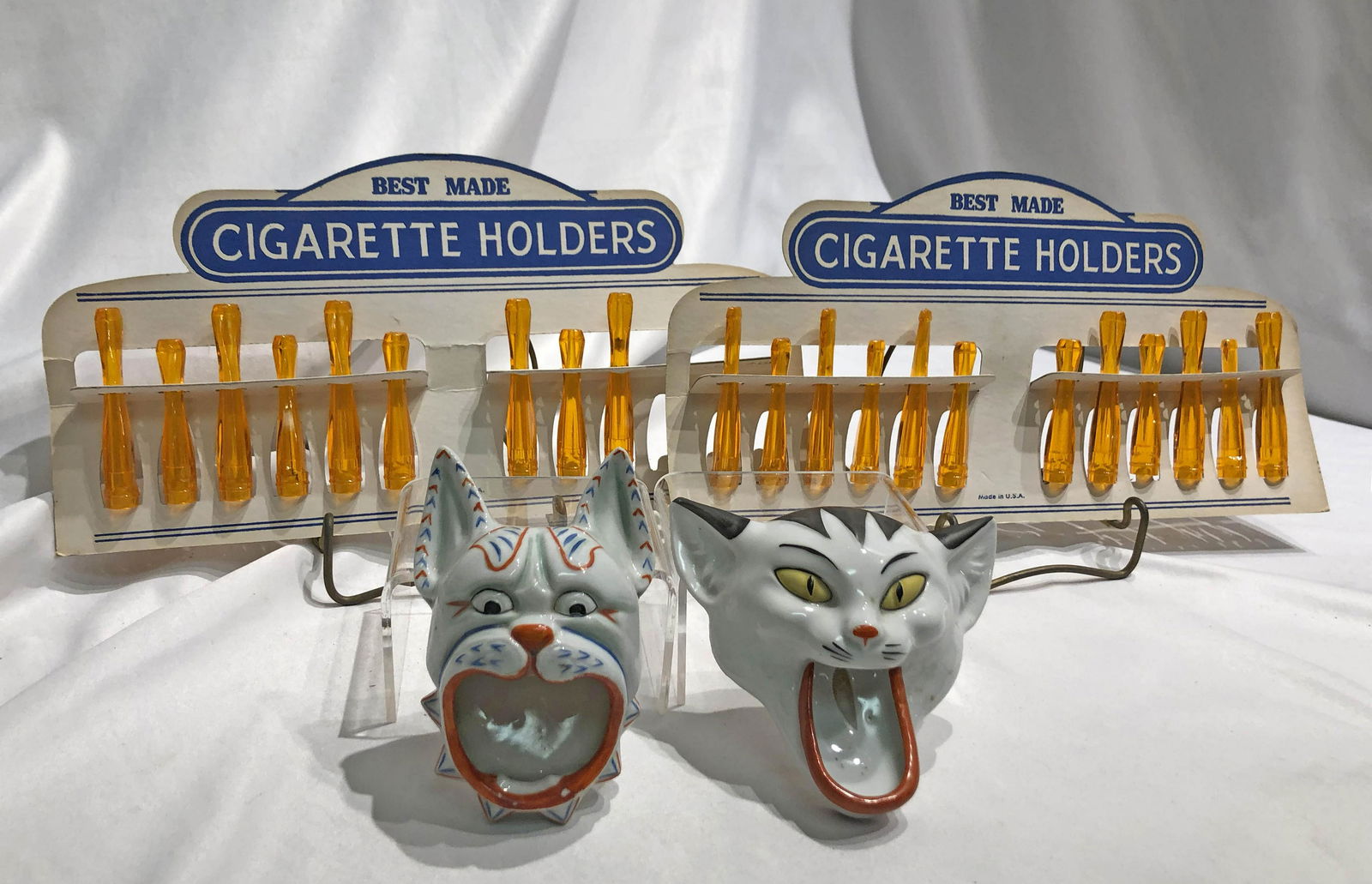 Art Deco German Porcelian Cat Ashtrays Cigarette (1 of 3)