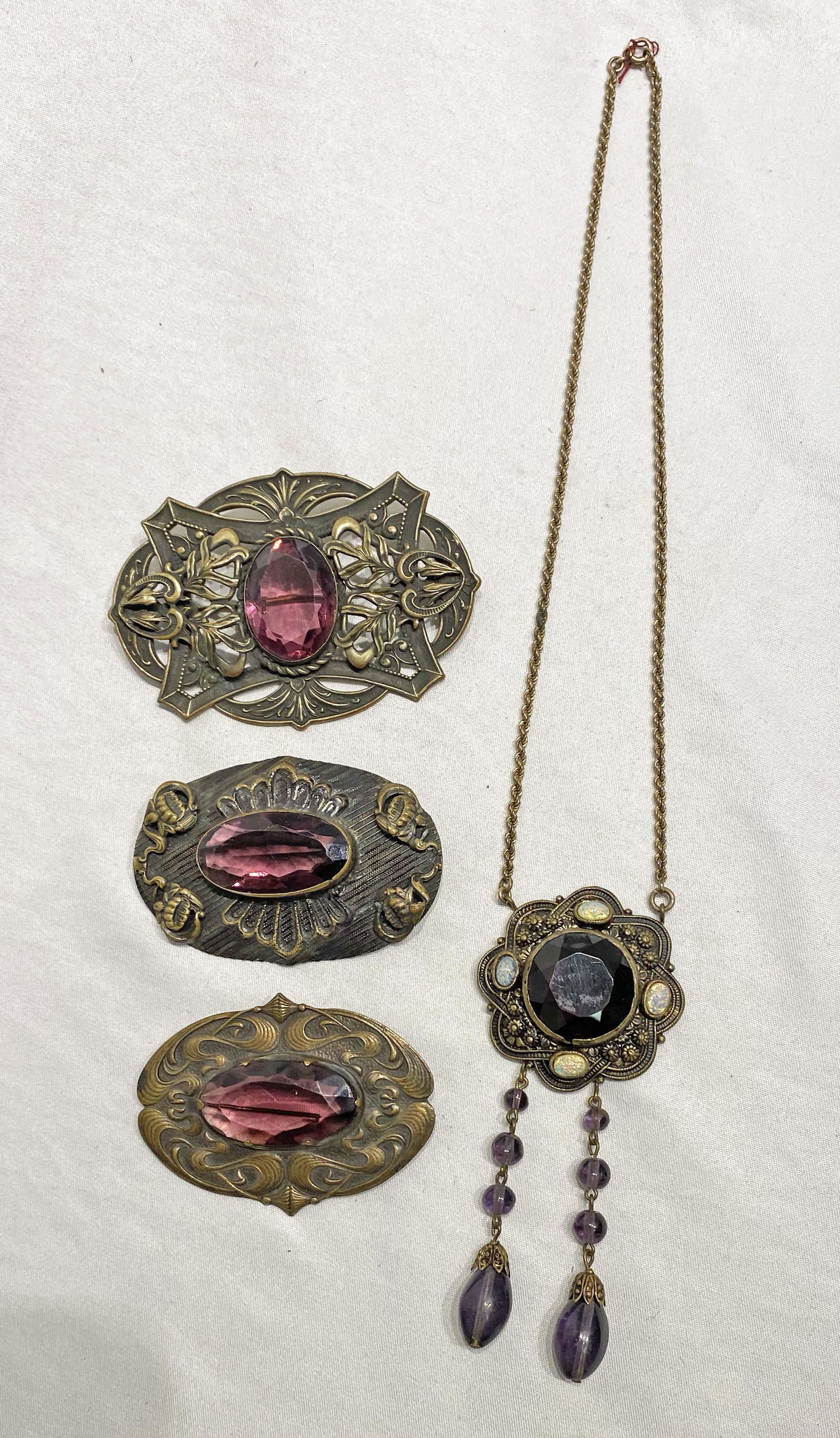 Collection Victorian Amethyst Jewelry Pins Necklace (1 of 3)