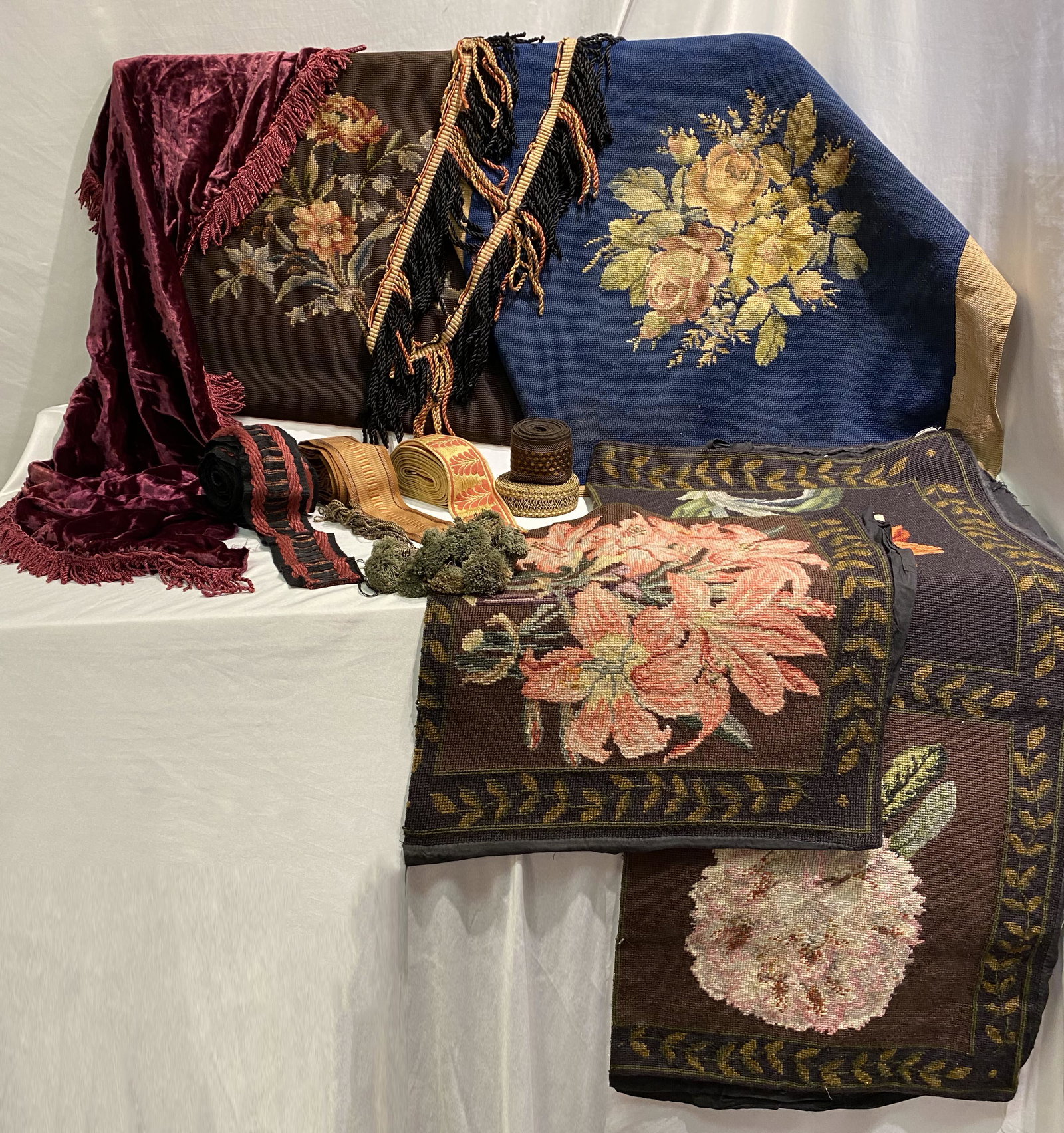 Collection Victorian Needlepoint & Upholstery Ribbons: various pieces