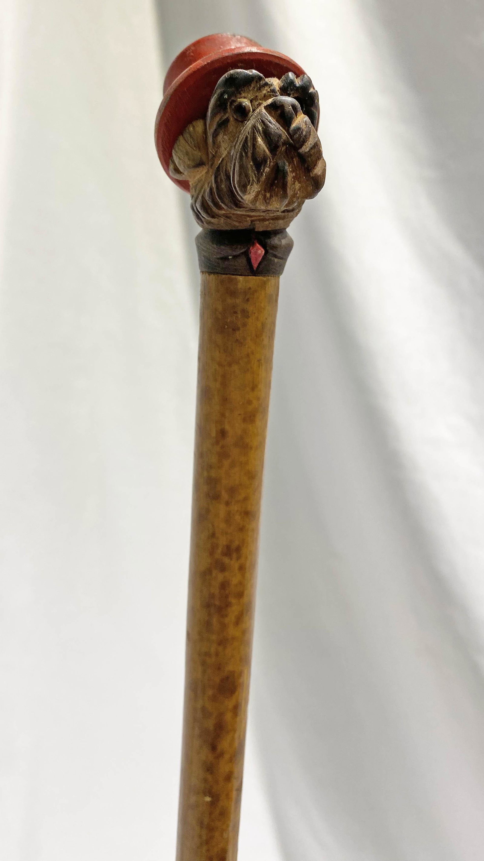 Early 1900's Child's figural Cane Carved Dog: 20.5 in long