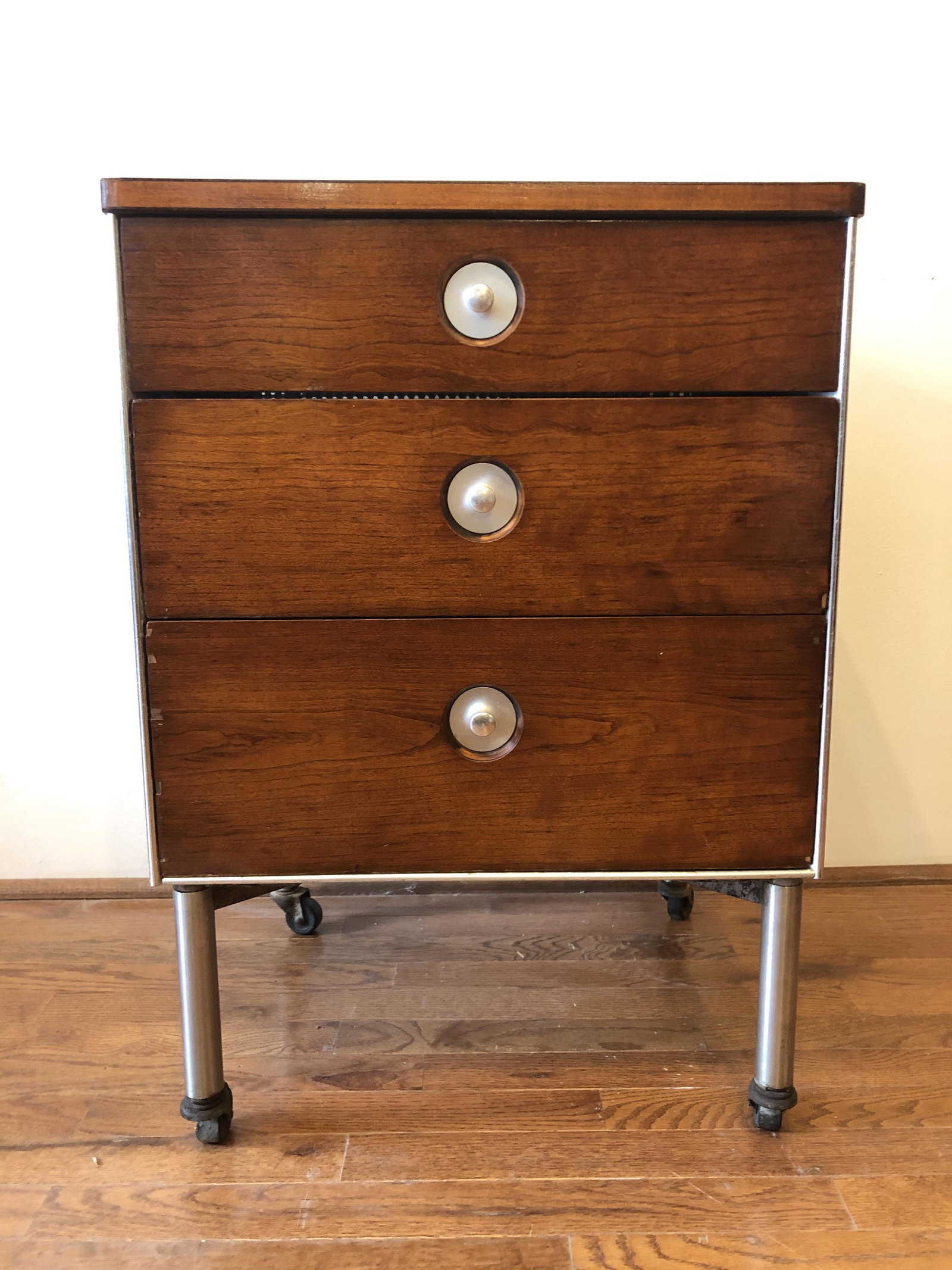 Raymond Loewy Hill-Rom 3 Drawer Industrial Cabinet: 29in tall 20.25 wide 17.25 in deep