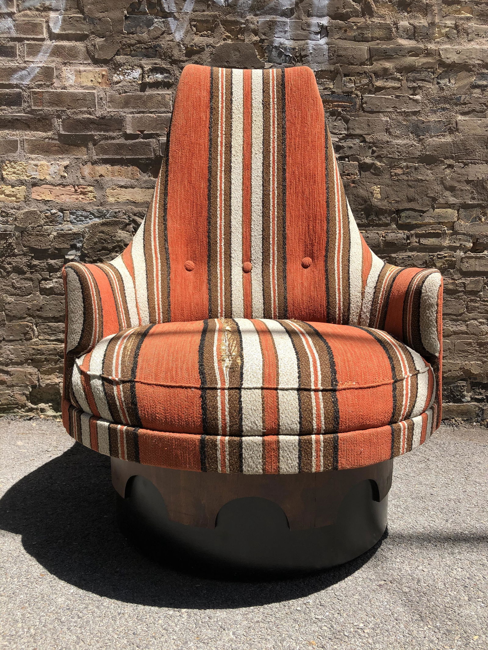 Adrian Pearsall Crown Base Swivel Chair: as is upholstery 43.5 in high 17 in to seat 31 in across 31 in deep