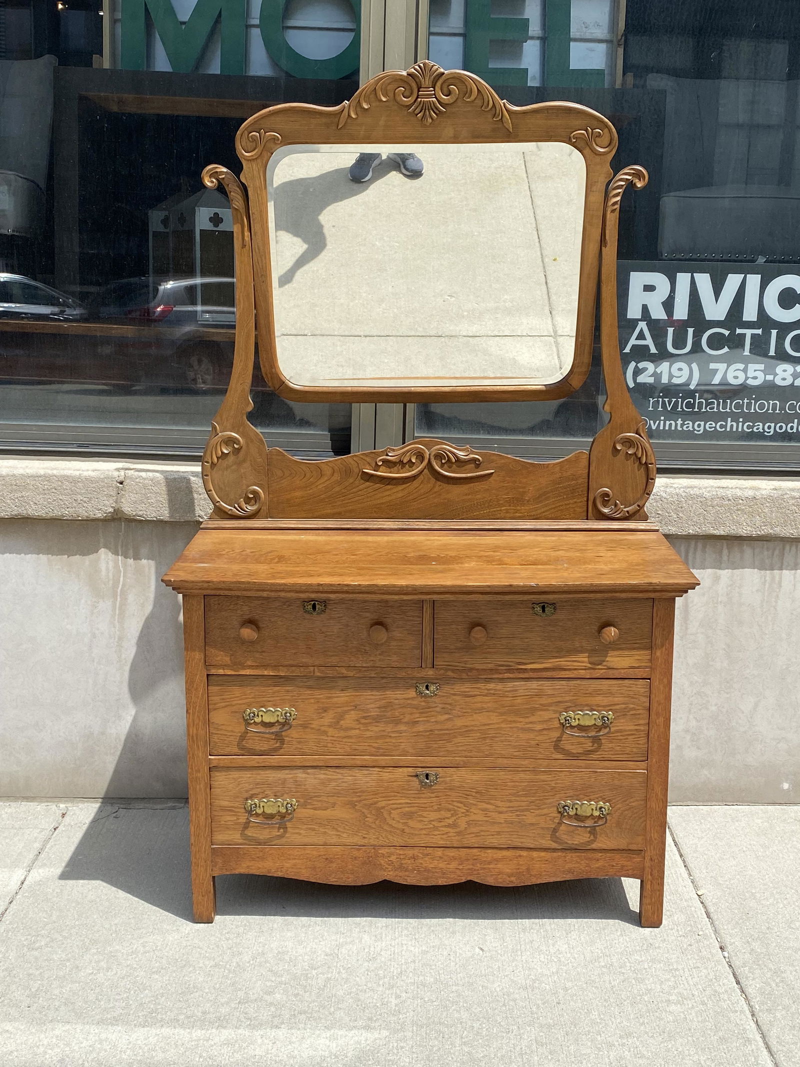Antique Solid Oak Dresser (1 of 4)