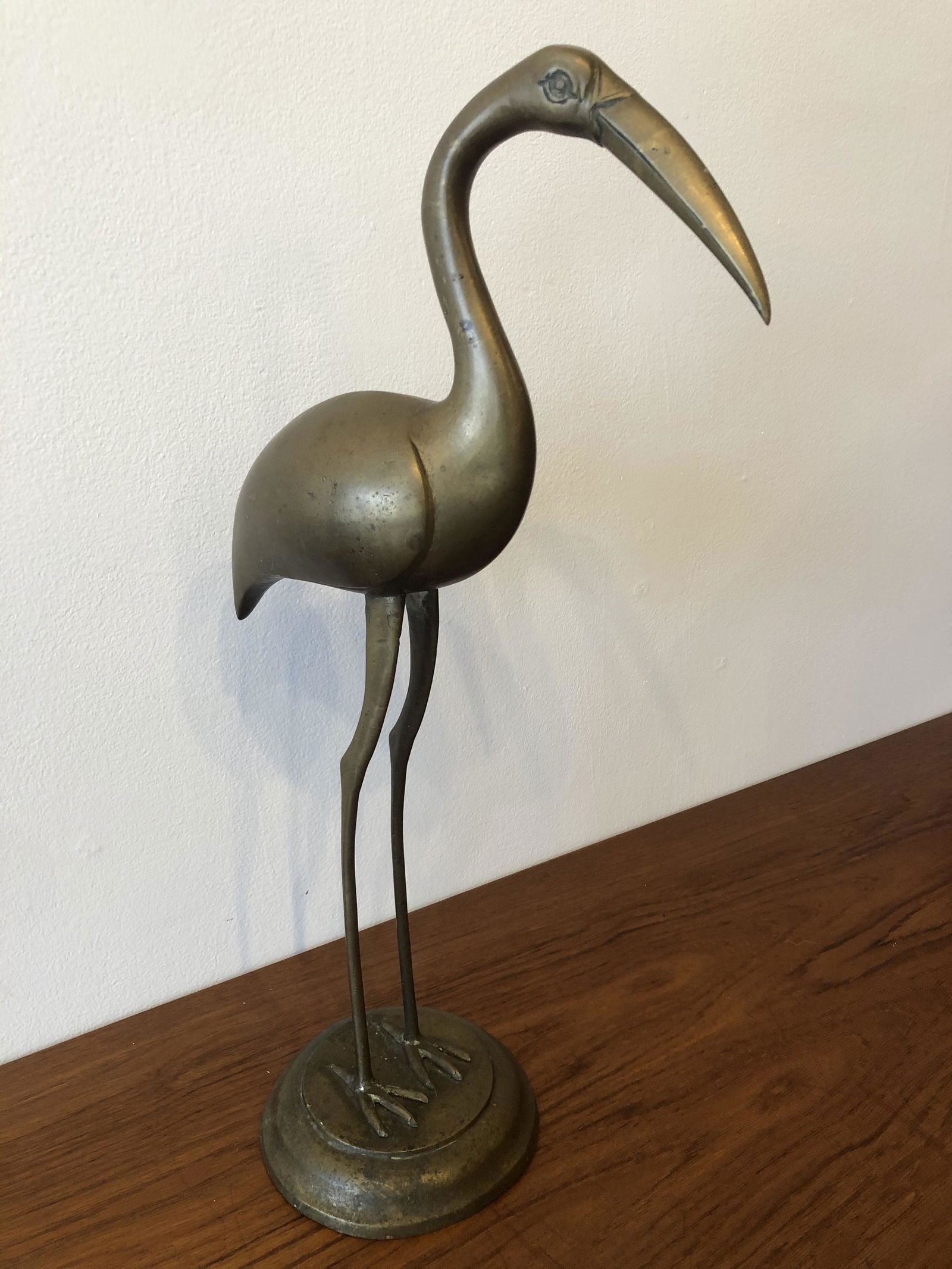 Mid Century Brass Heron Statue (1 of 2)