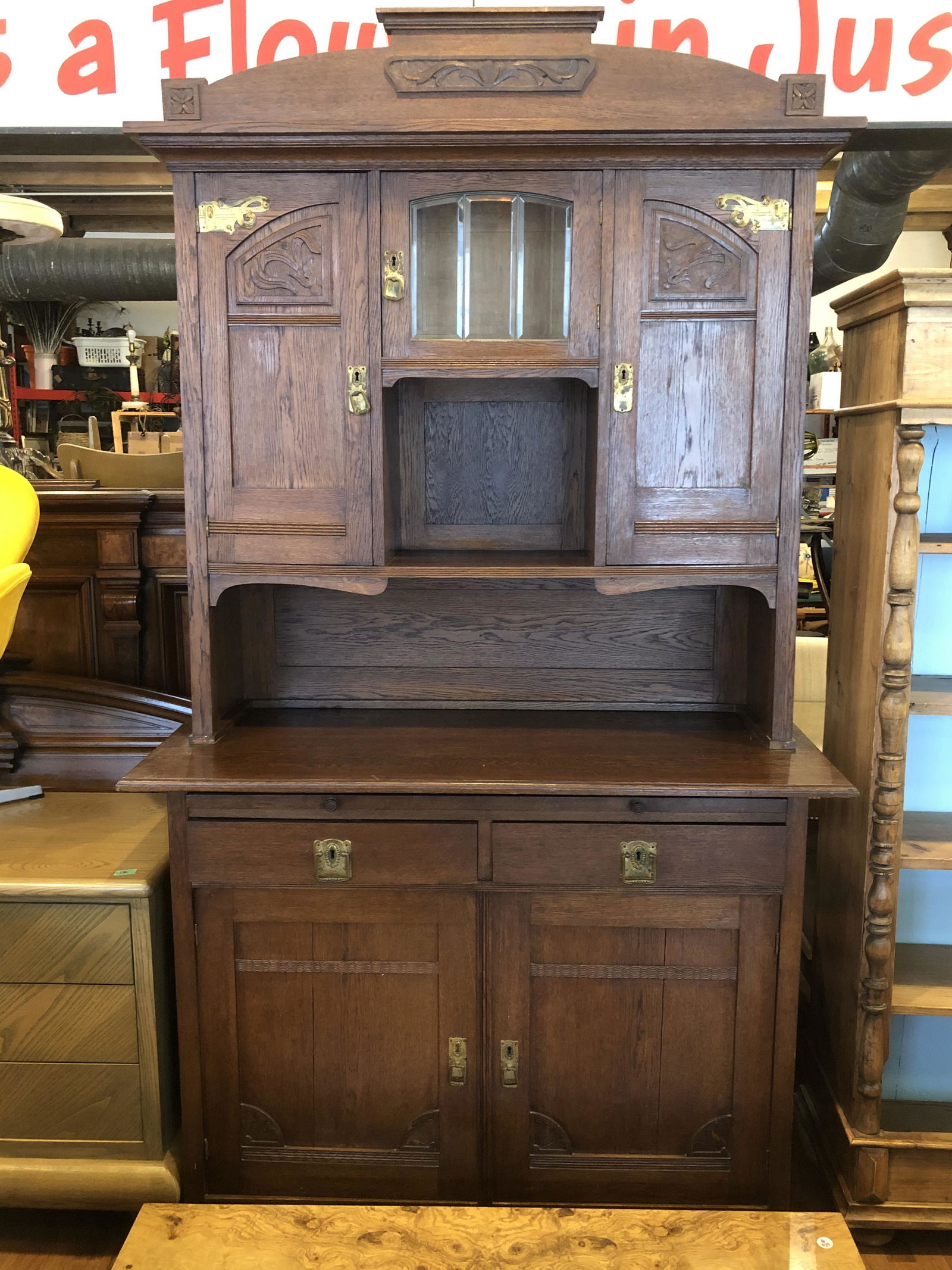 English Art Nouveau 2pc Breakfront (1 of 6)