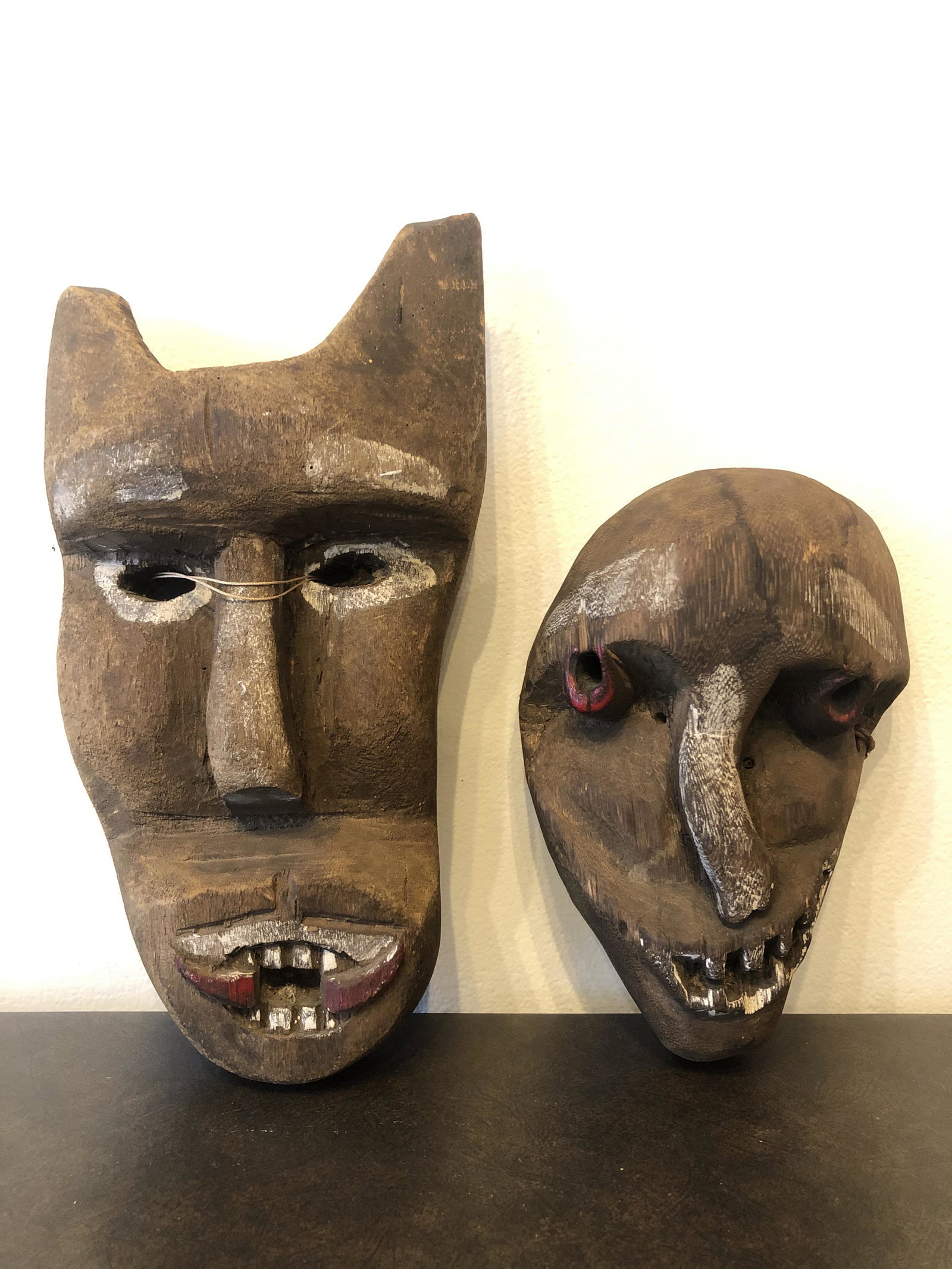 African Mask Carved Wood: 11 1/2 x 6, 8 x 6