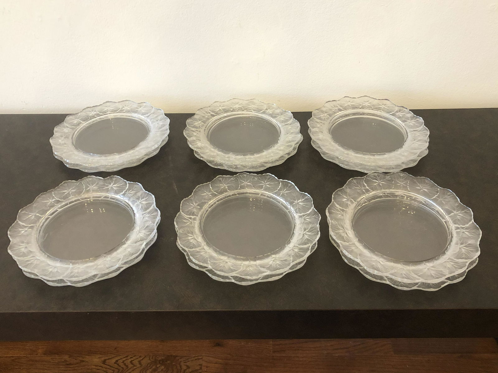 Set 12 Lalique Leaf Pattern Dessert Plates (1 of 5)