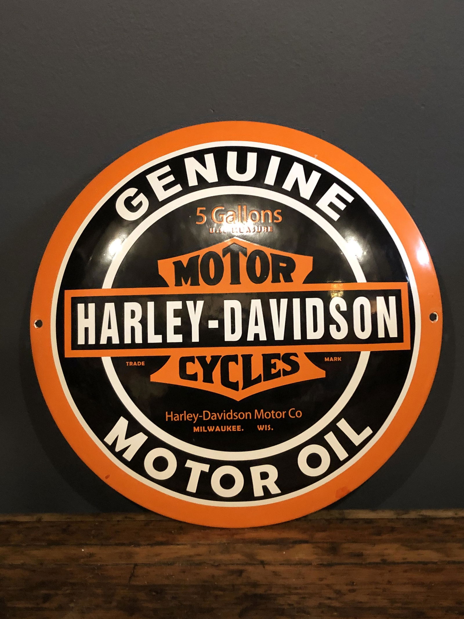 Enamel Harley Davidson Advertising Button Sign (1 of 3)