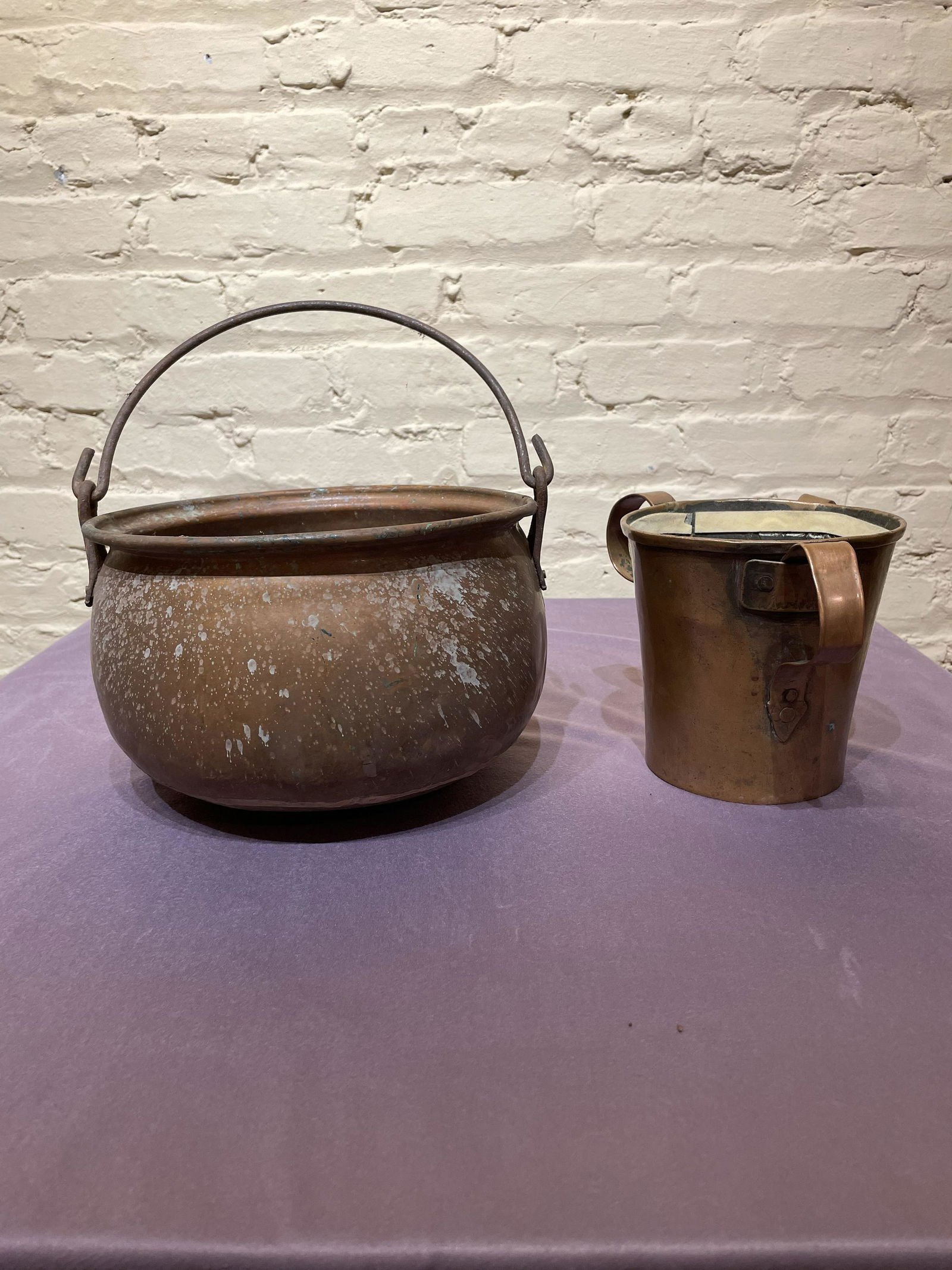 Set 2 Primitive Copper Pots (1 of 5)