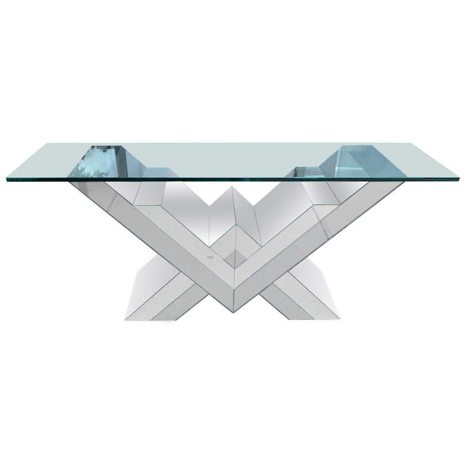 Pierre Cardin Style Smoked and Clear Mirrored Console (1 of 4)