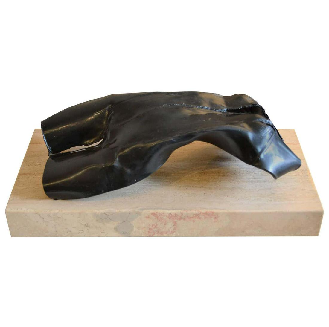 Abstract Reclining Bronze Nude Figural Sculpture: A figural recumbent female bronze nude sculpture.The sculpture is signed Liberton and is mounted on a marble base. Height: 5 in. (12.7 cm)Width: 6 in. (15.24 cm)Depth: 13 in. (33.02 cm)