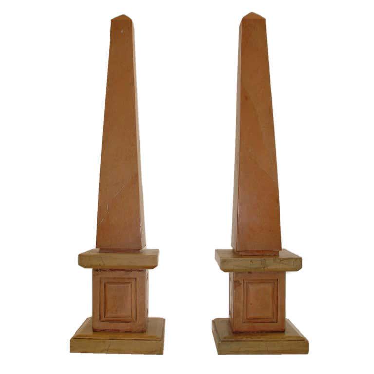 Pair of Nembro Rosato Large Marble Obelisks (1 of 6)